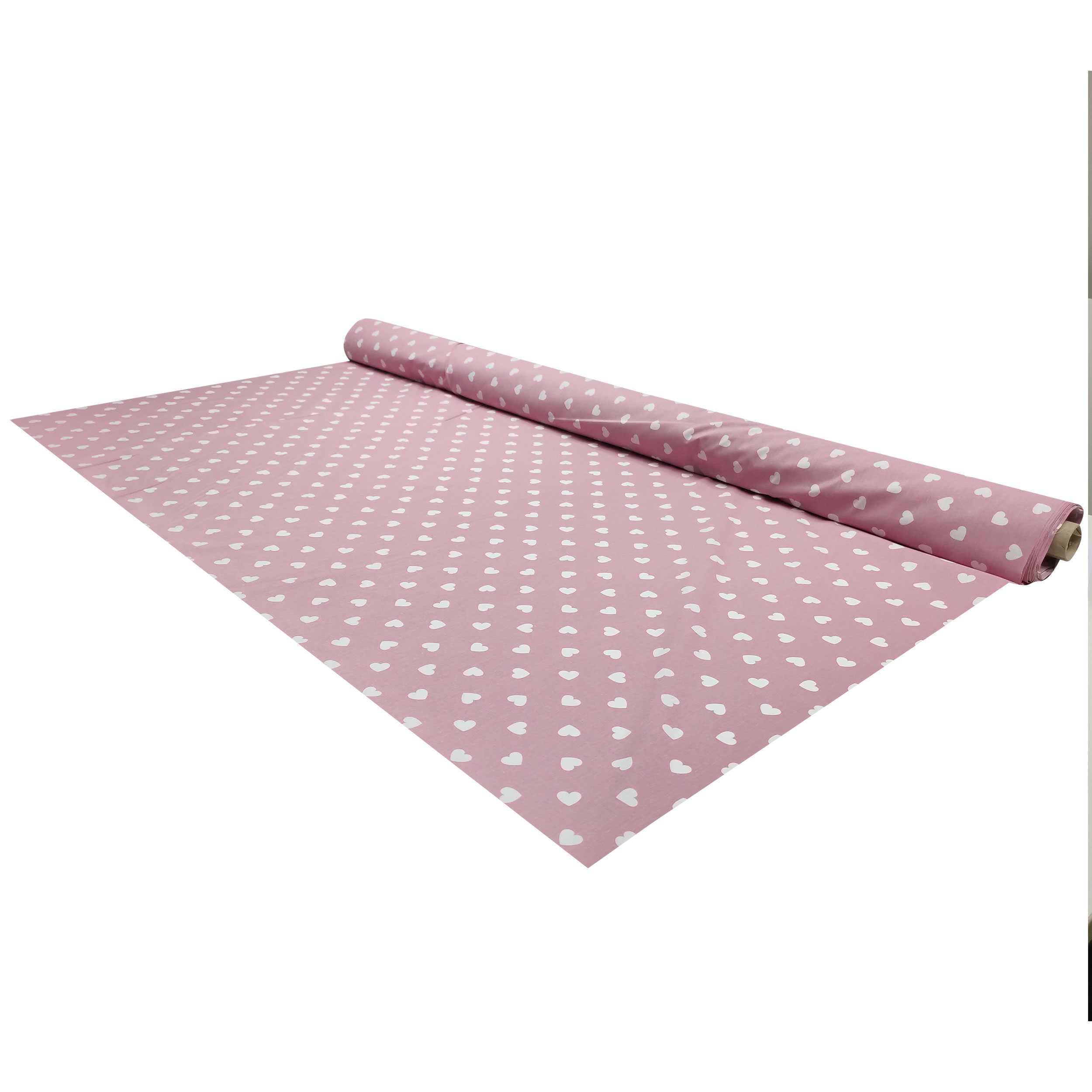 Cotone Cuori Bianchi con Sfondo Rosa Antico Image