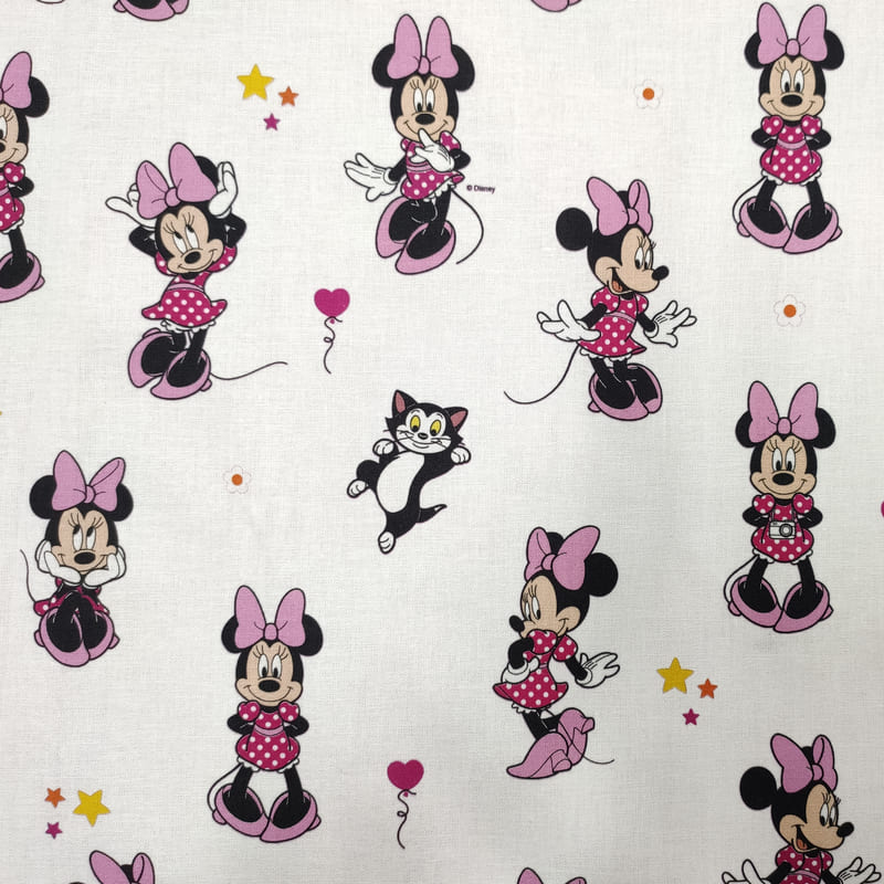 Ritaglio Tessuto Cotone Disney Minnie Superstar 50x140 cm