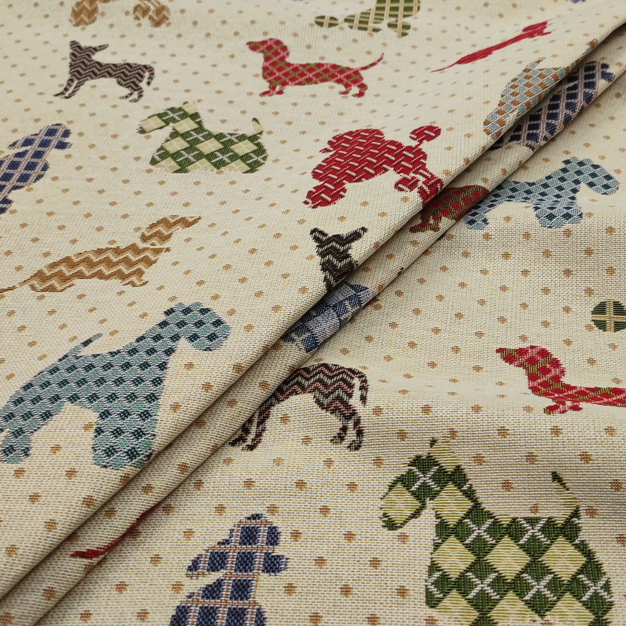 Tessuto Gobelin Cagnolini Multifantasia