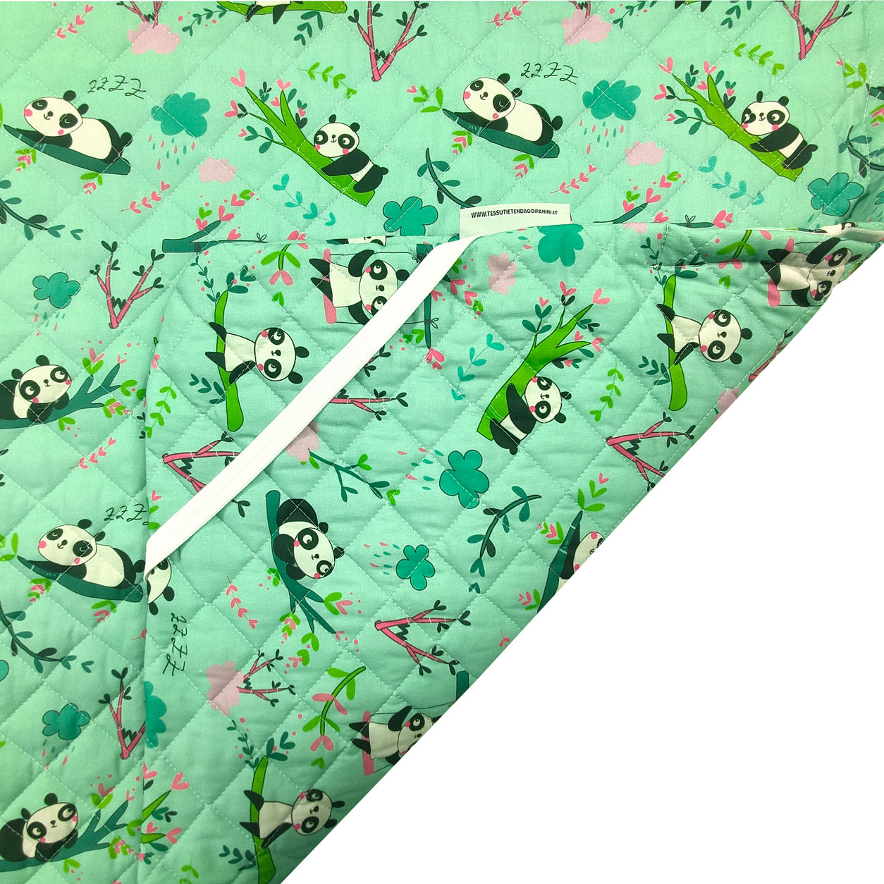 sacco nanna per bambini con elastici panda sfondo verde acqua (1)
