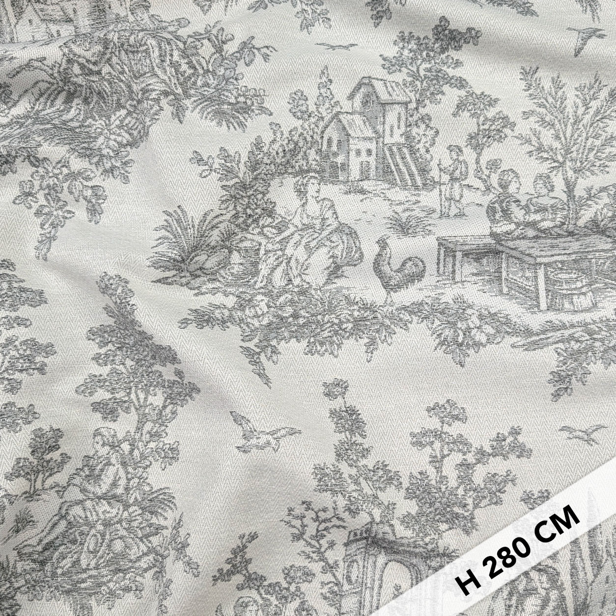 Jacquard Toile de Jouy Grigio H 280 cm Image