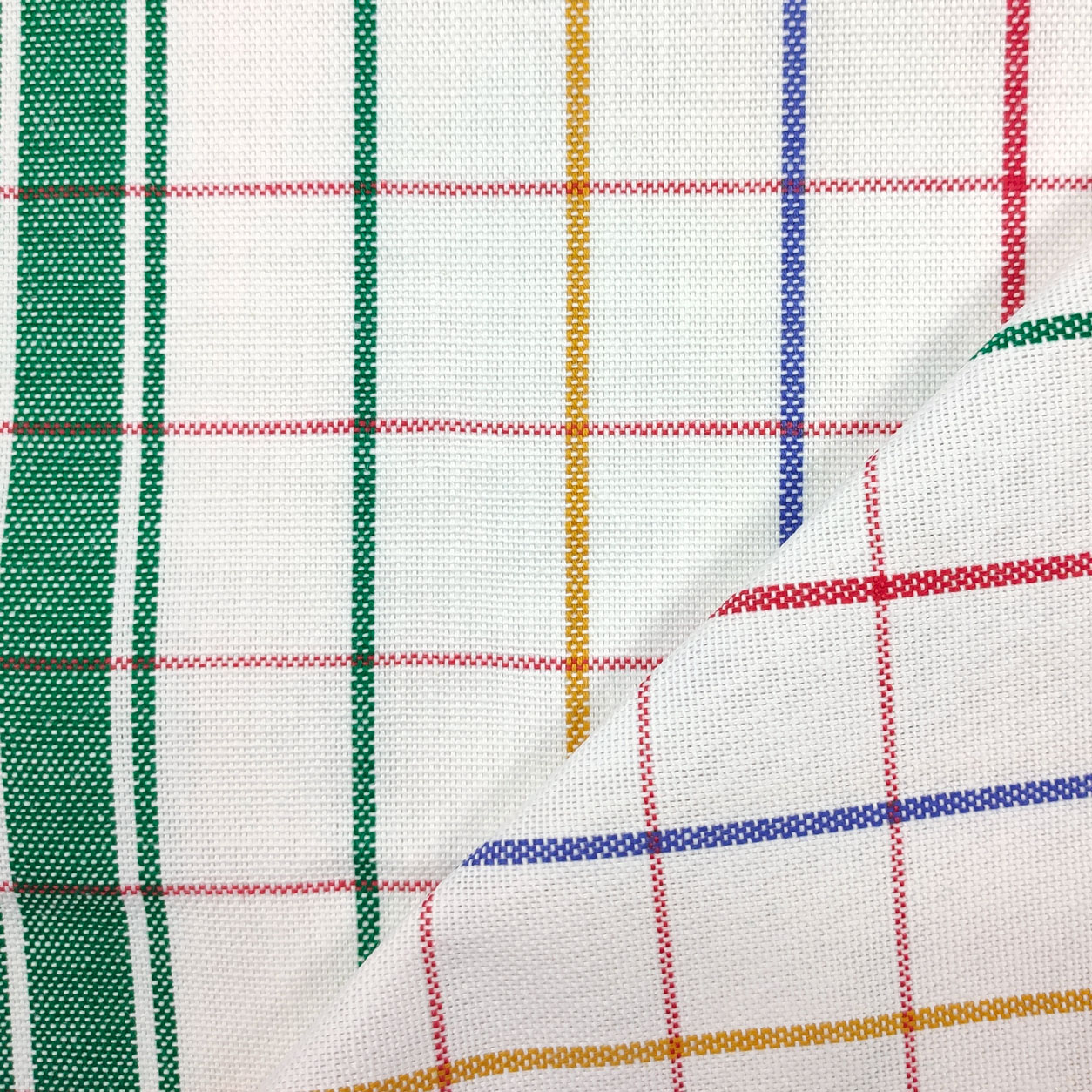 Tessuto per strofinacci doppio bordo righe colorate banda verde