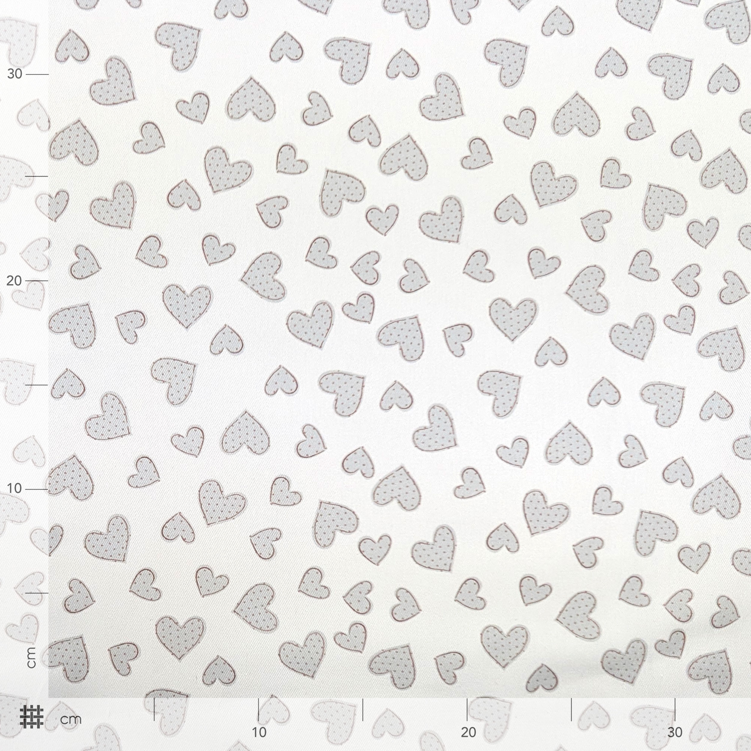 Gabardine Cotone Cuori Grigi Image