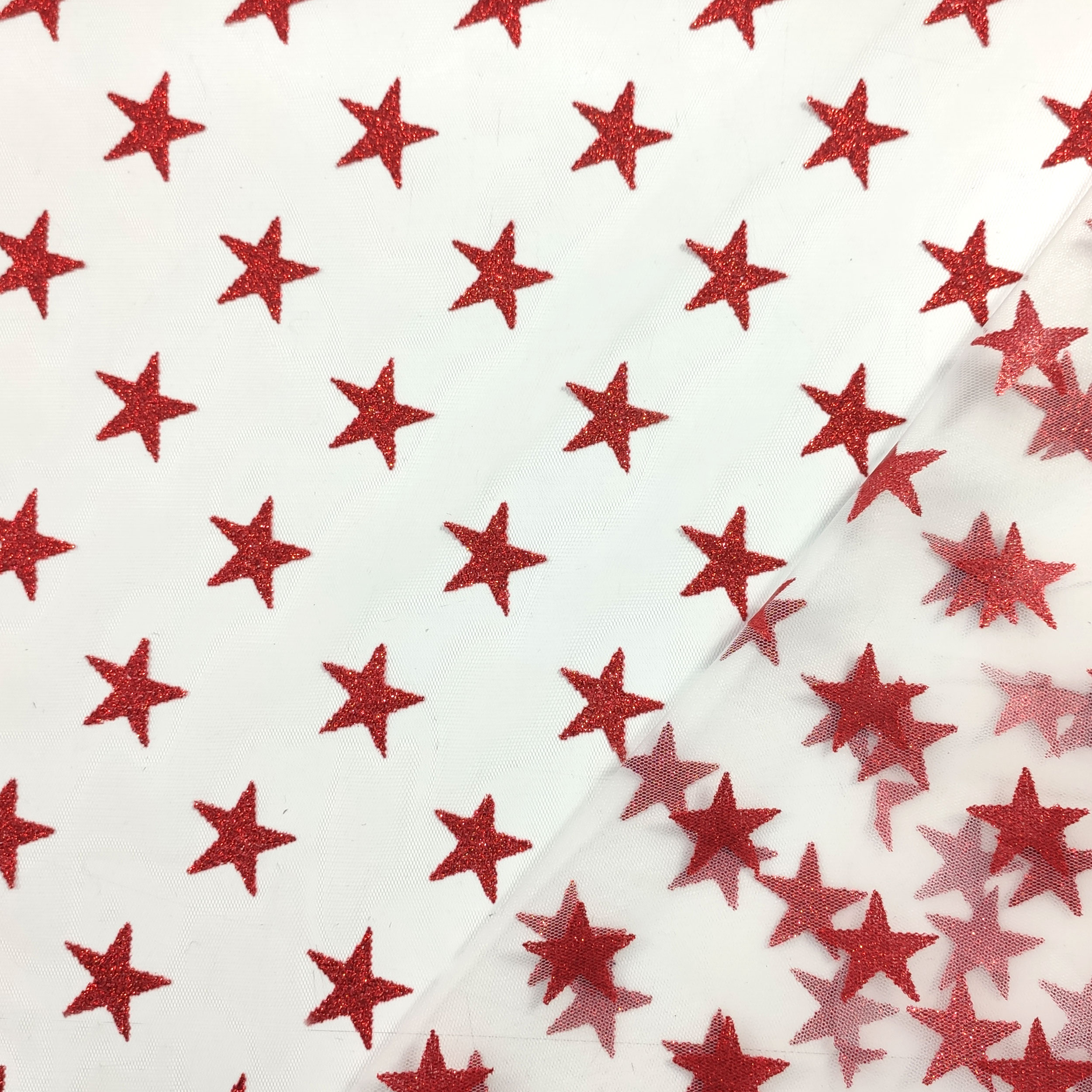 Tulle Stelle Lurex Rosso