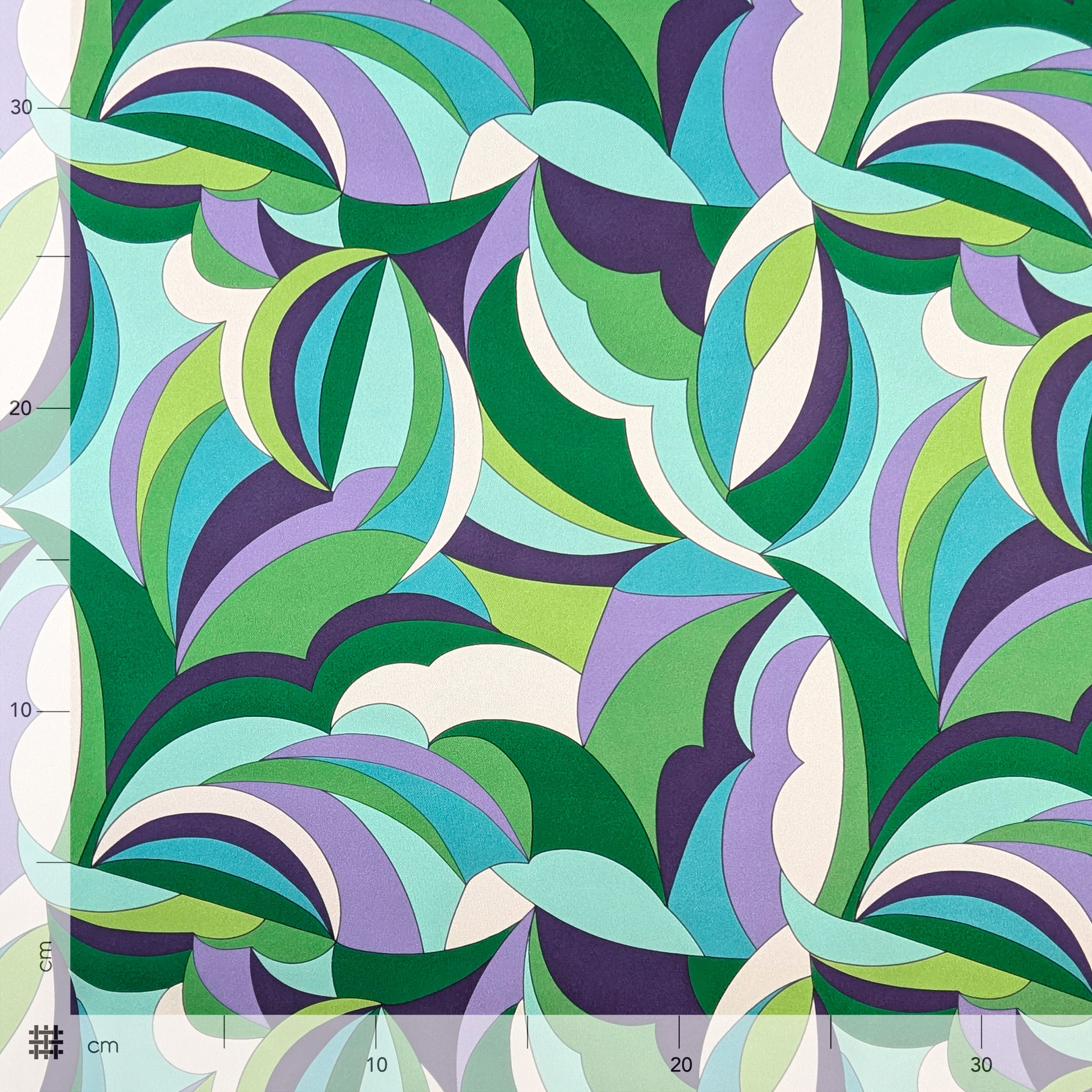Raso Setato Alta Moda Fantasia Multicolor Verde Lilla Image