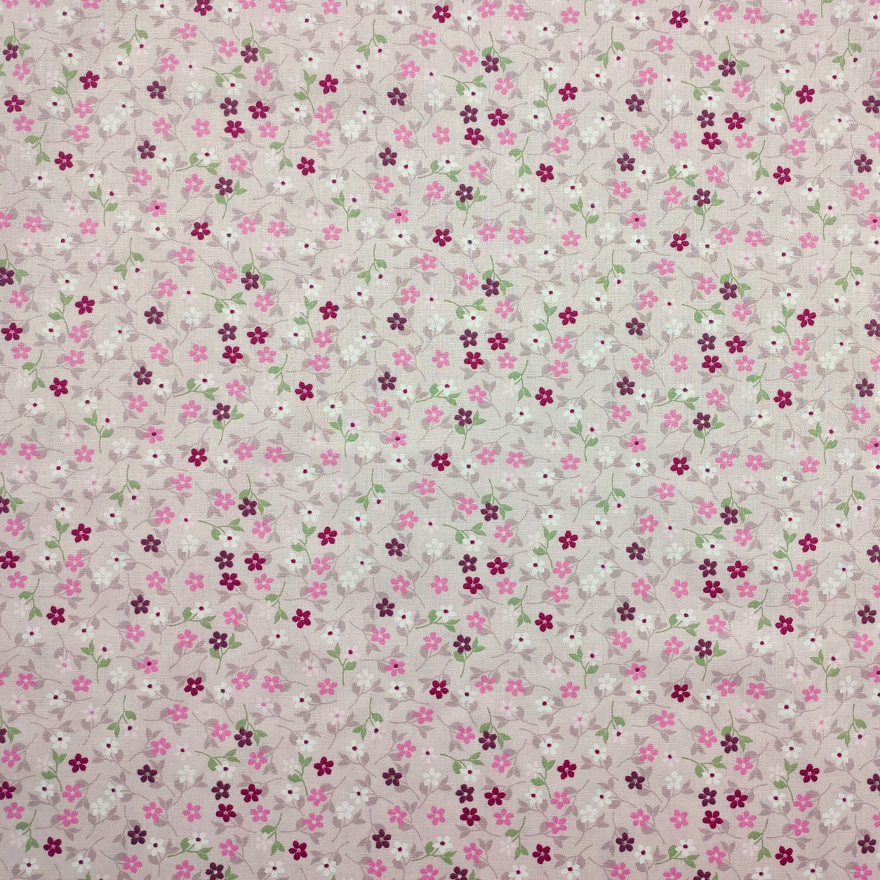 Tessuto in cotone fiori fuxia sfondo rosa