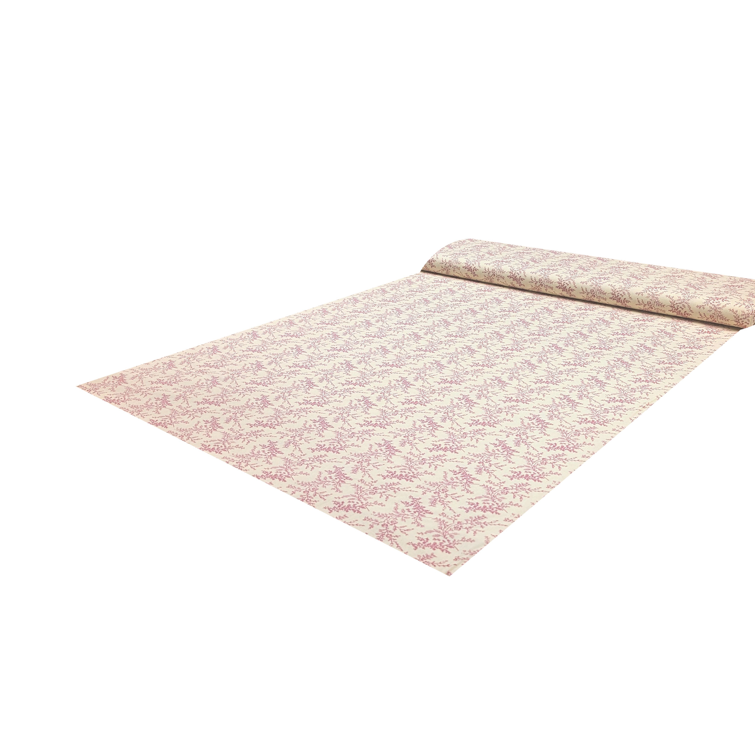 Popeline Cotone Stampa Vintage Rami e Fiori Rosa Image