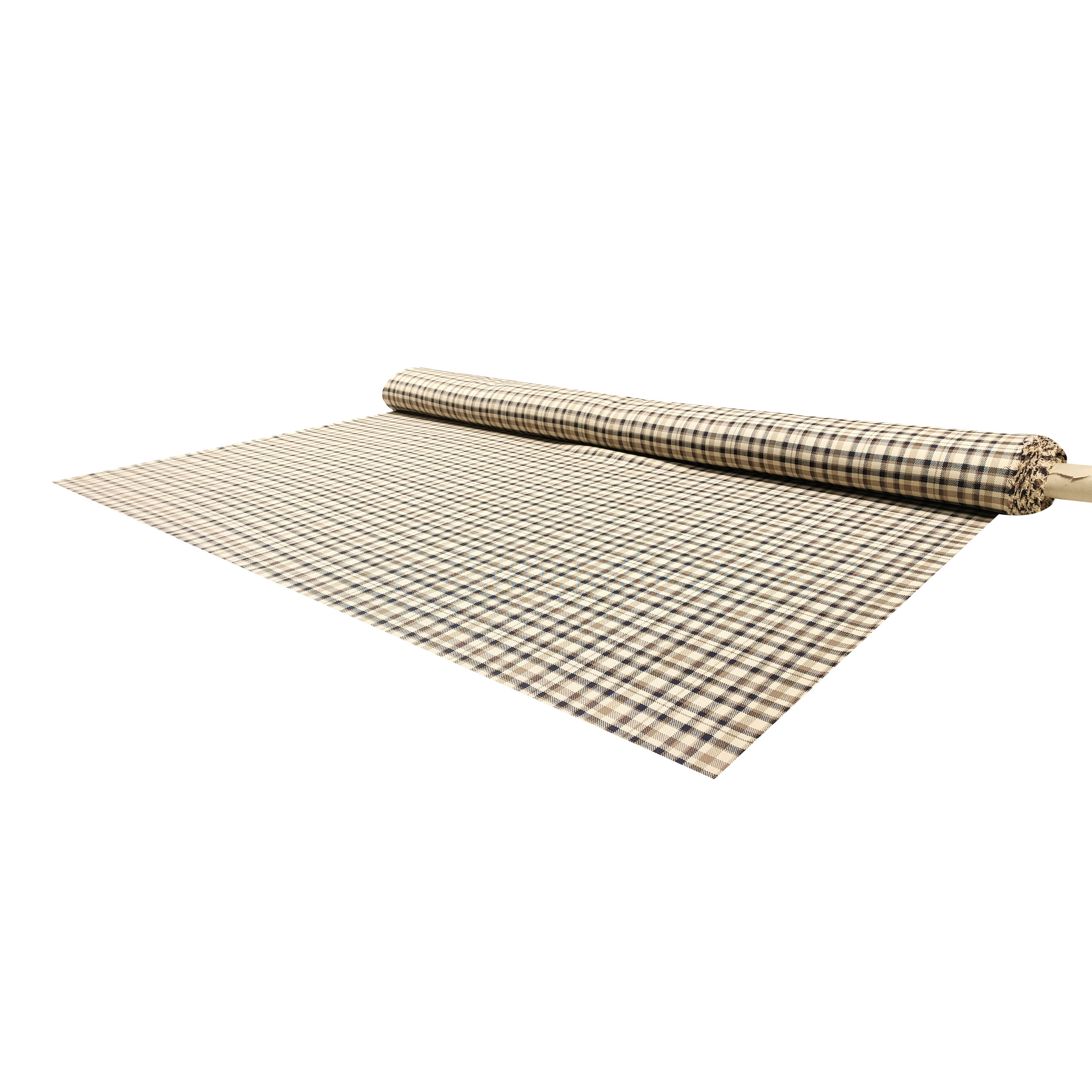 Tessuto Abbigliamento Panna Quadretti Blu e Beige