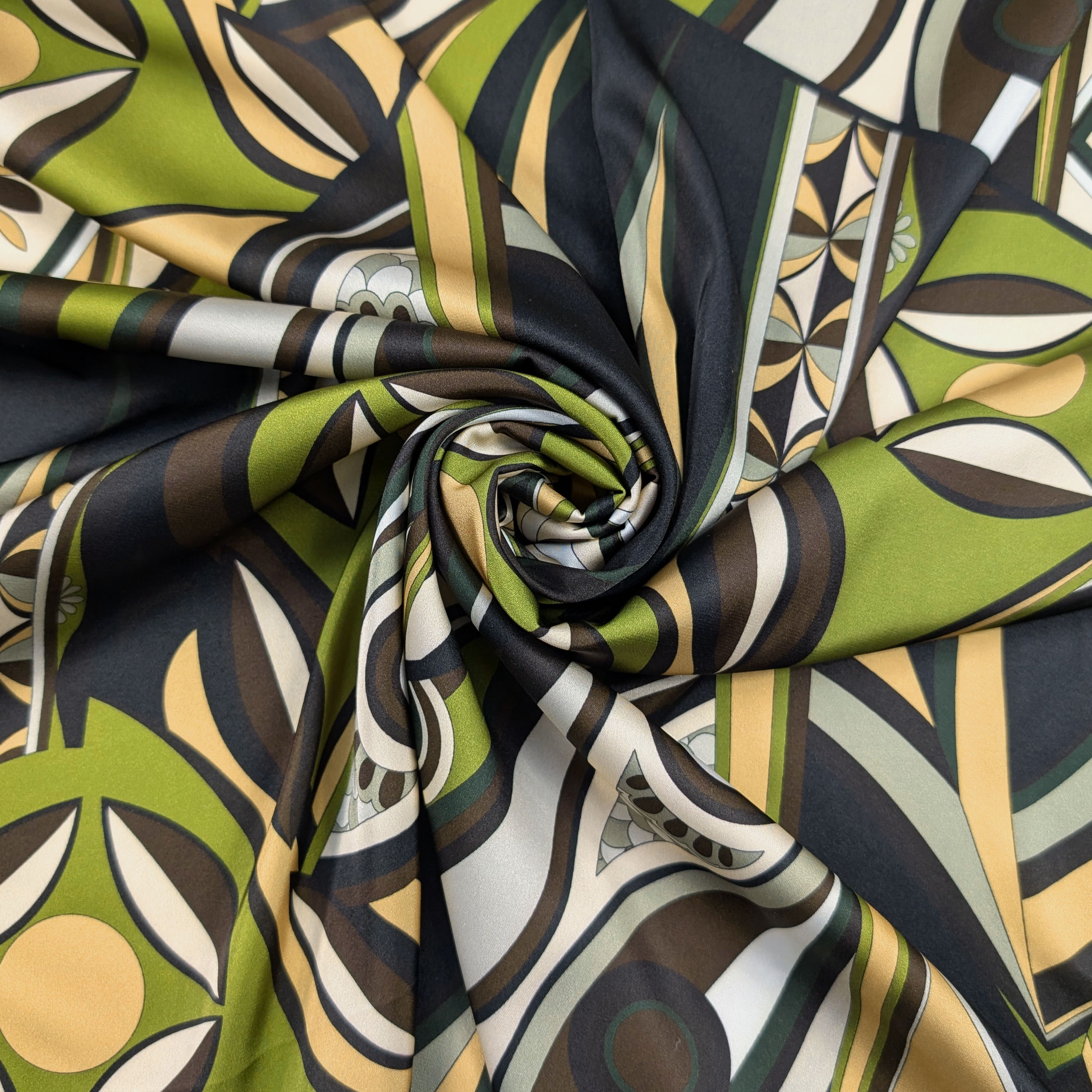 Raso Setato Alta Moda Fantasia Verde Marrone Image