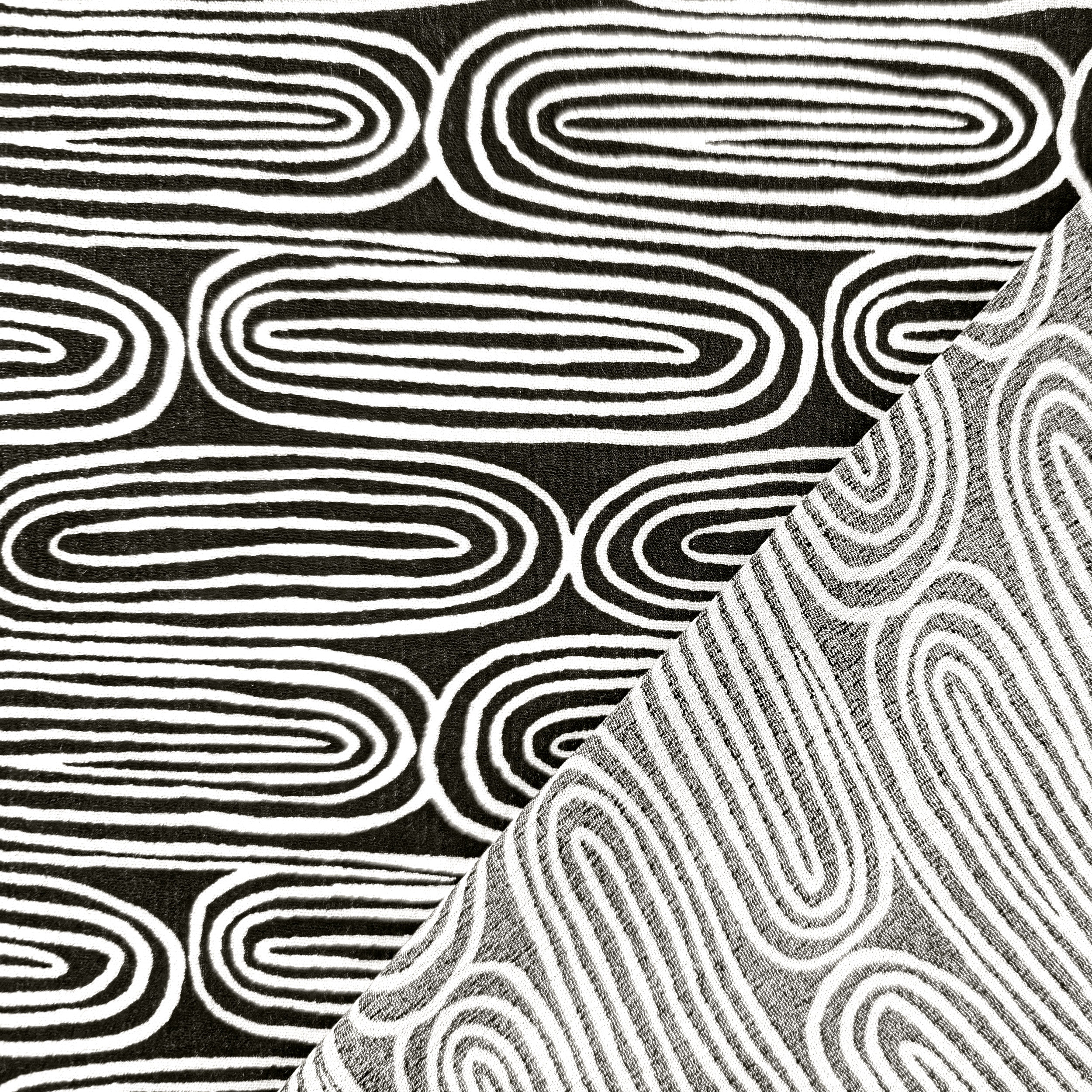 Crepe Viscosa Spirali Bianche Sfondo Nero Image