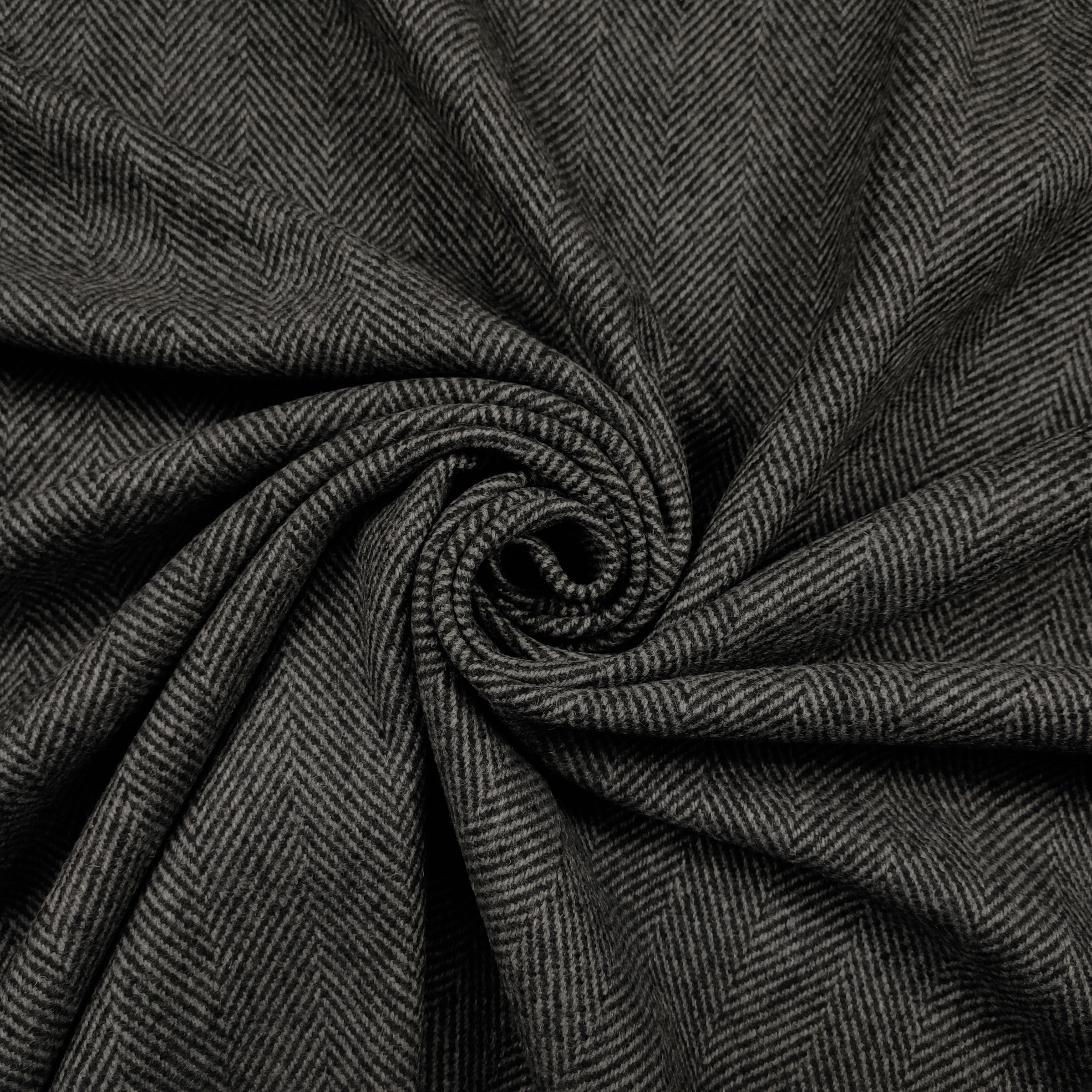 tessuto misto lana spigato grigio e nero
