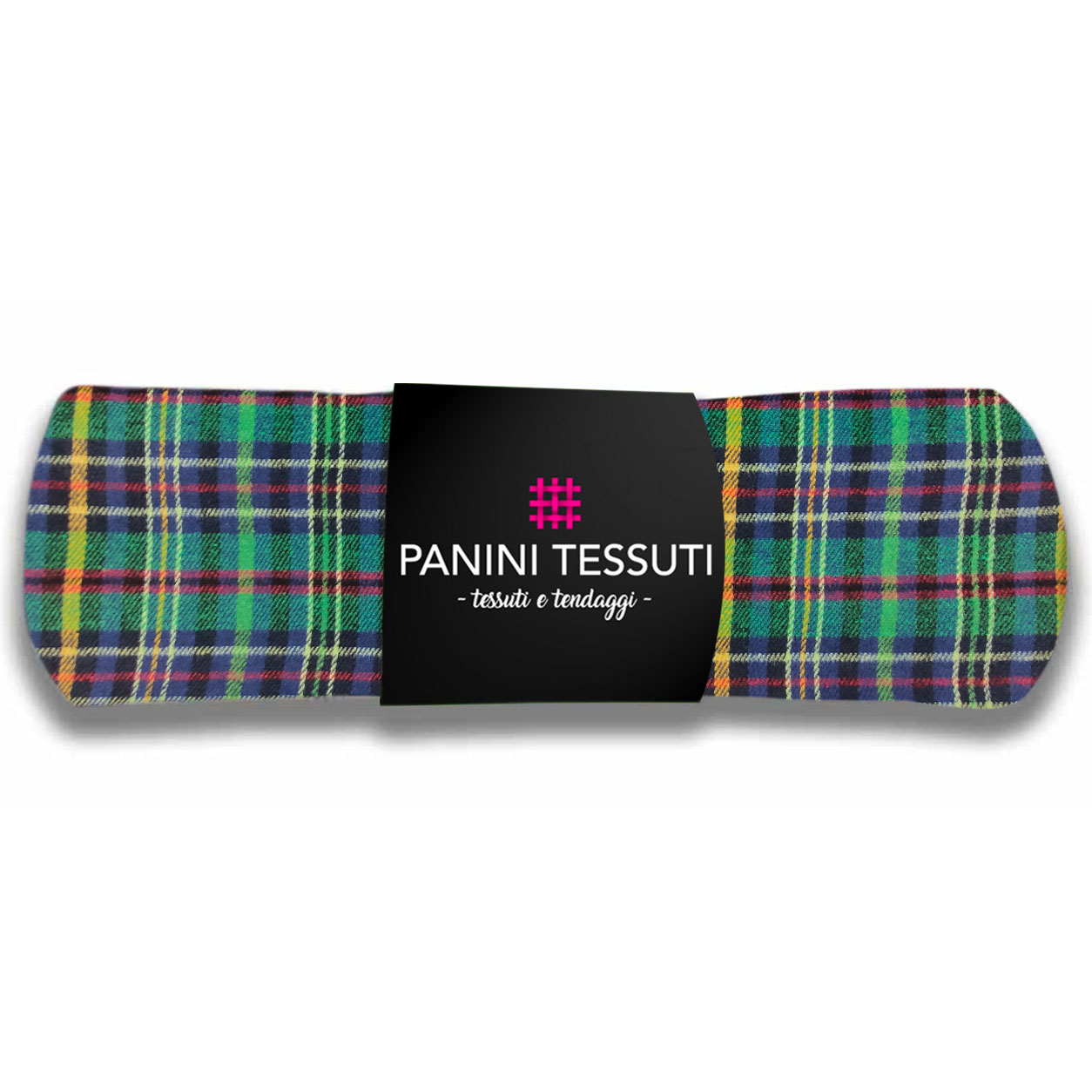 Scampolo Tartan di Cotone Blu e Verde