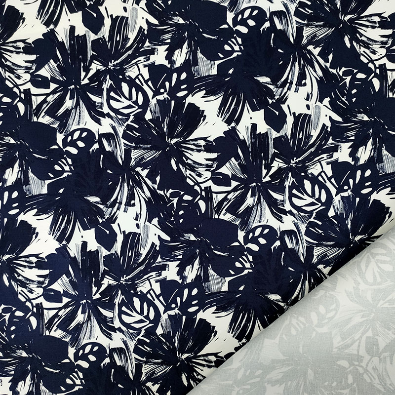Tessuto Cotone Elasticizzato Moda Bianco e Blu