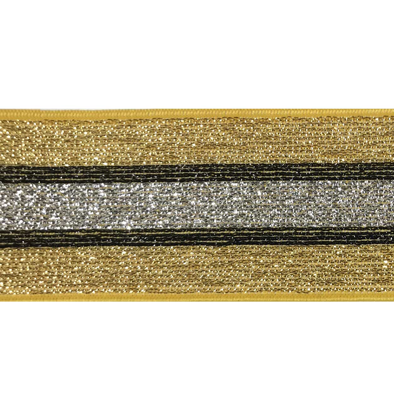 elastico decorativo oro righe nere e argento