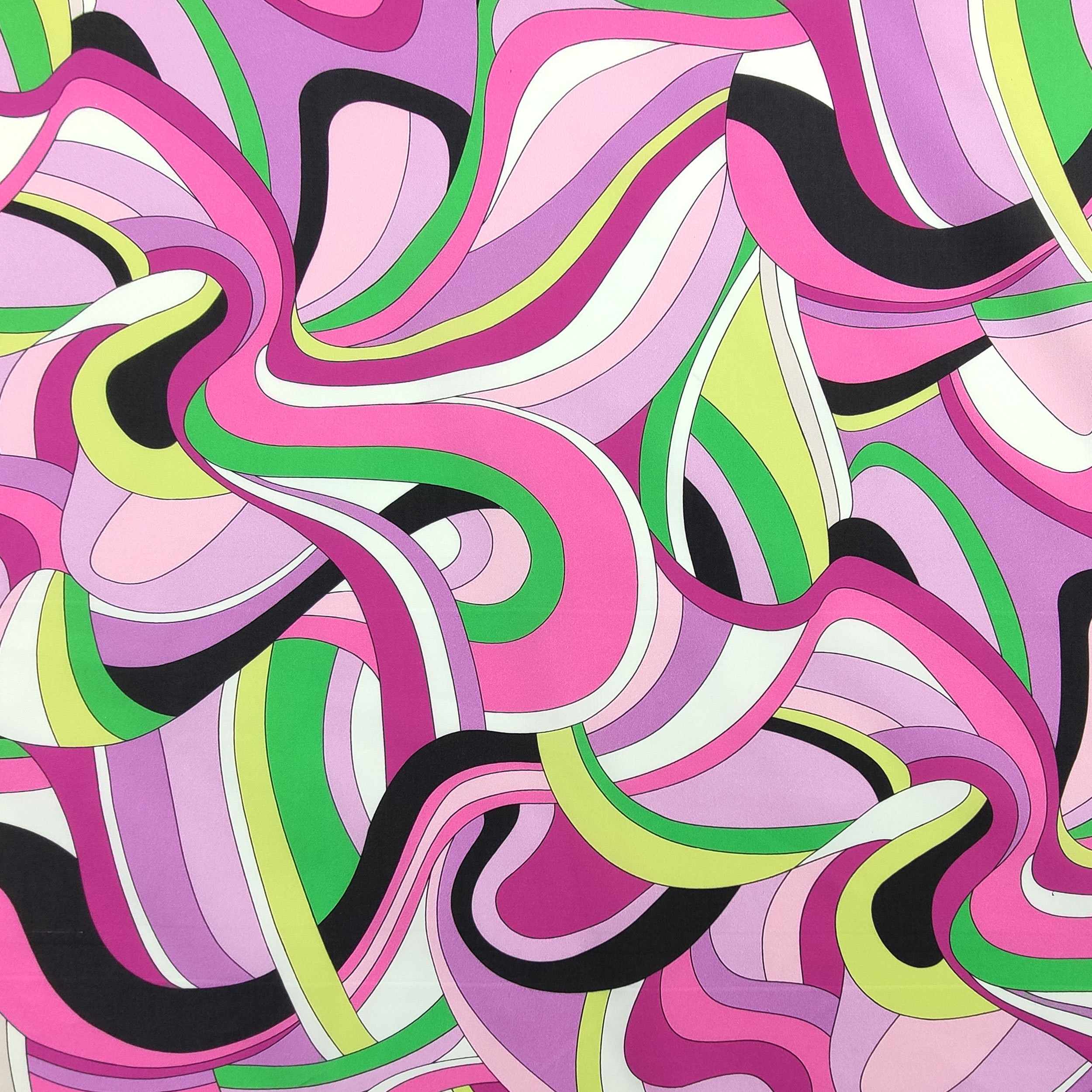 Cotone Elasticizzato Fantasia Optical Rosa Verde