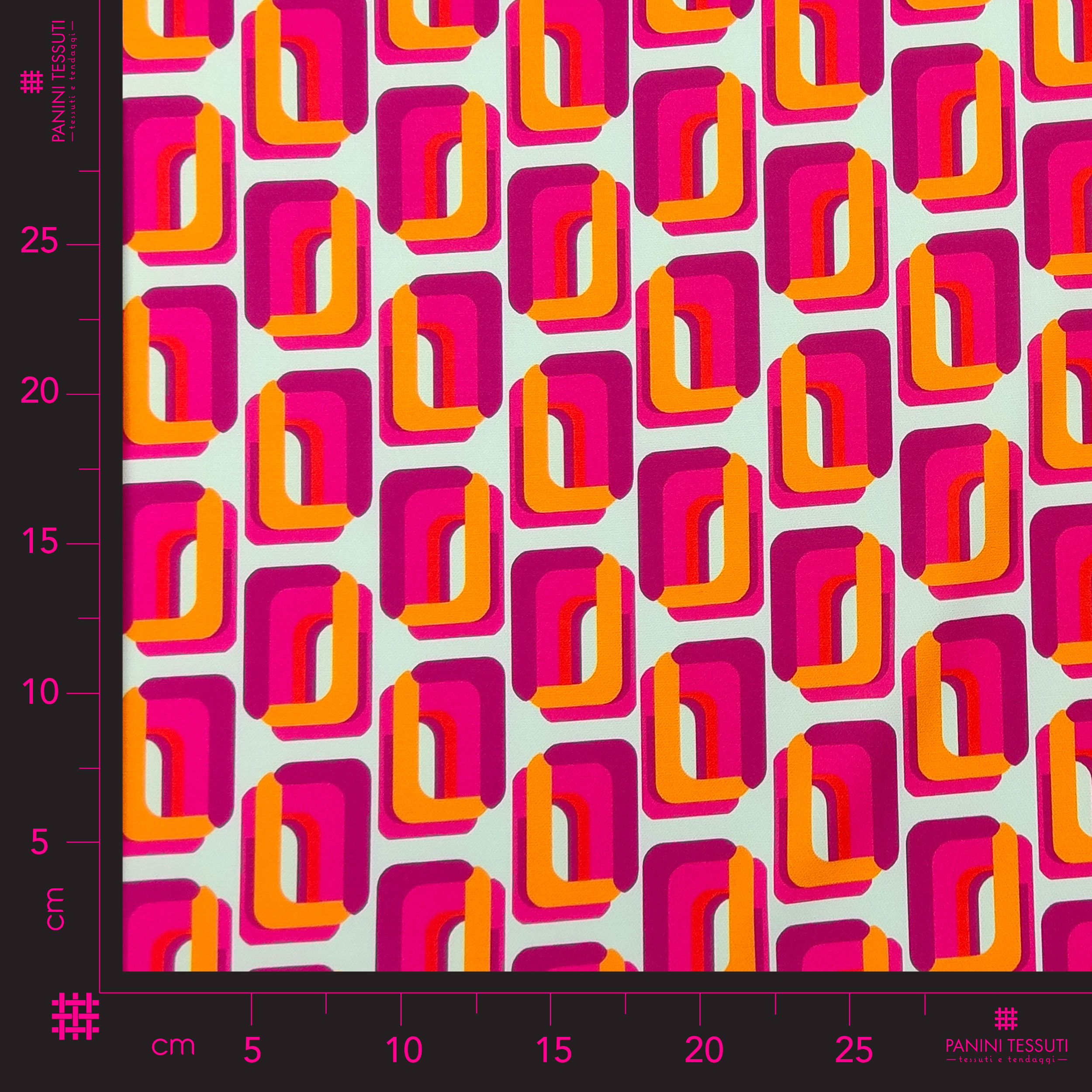 Tessuto Fantasia Alta Moda Fuxia e Arancio Image