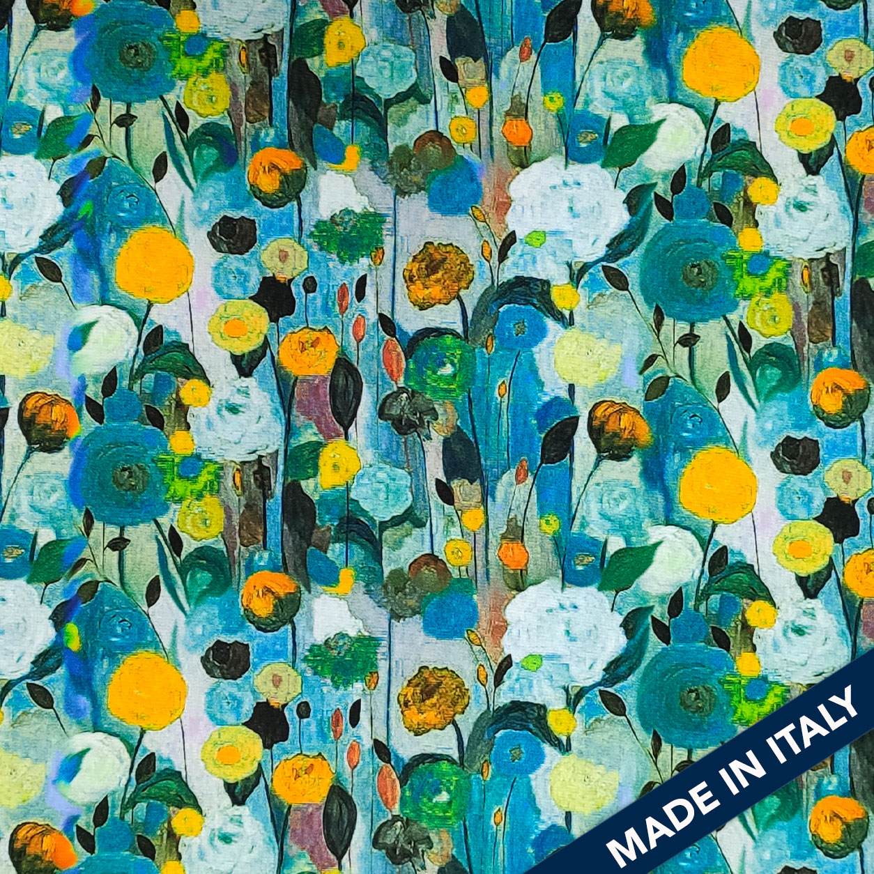 Maglina Punto Milano Fiori Impressionisti Sfondo Blu Image