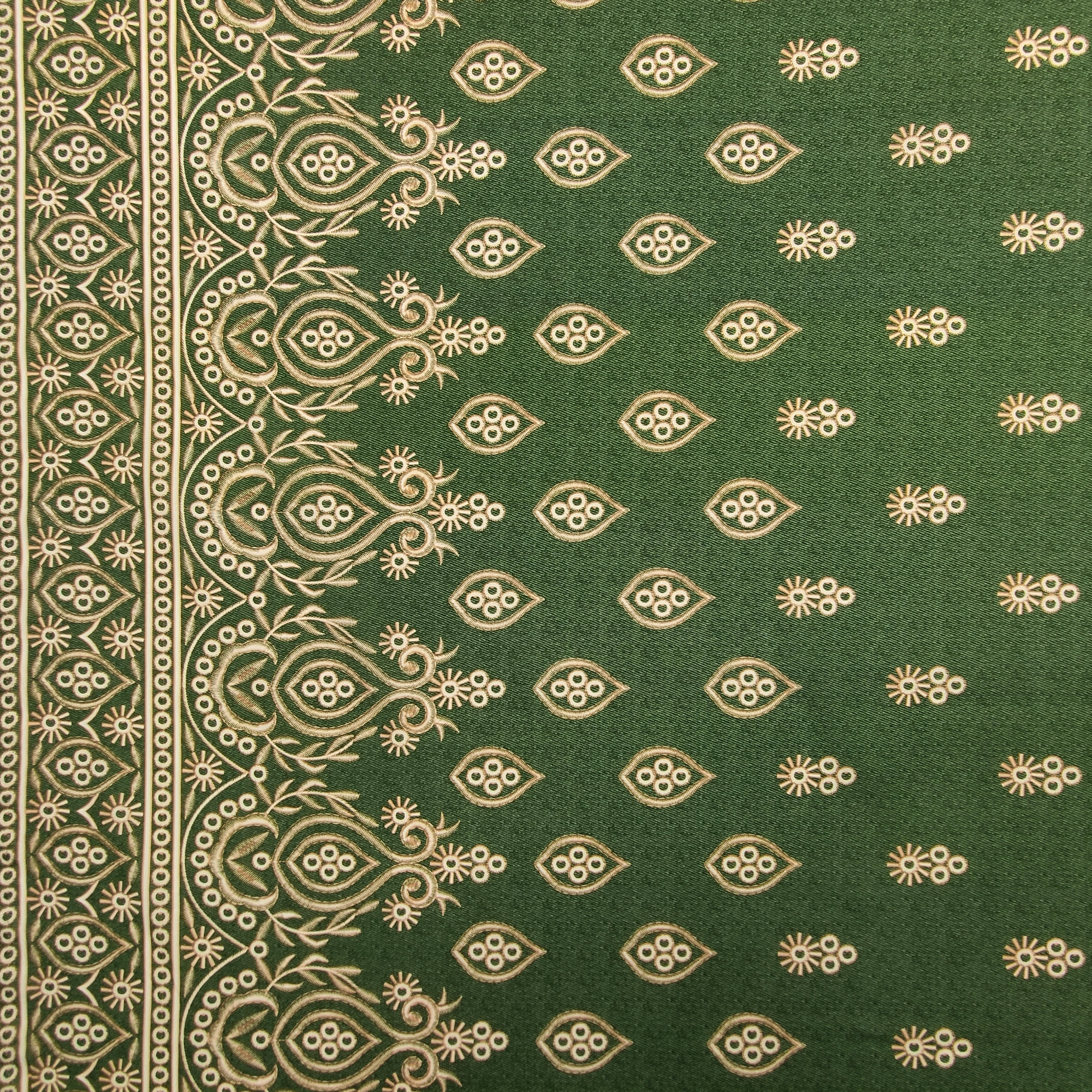 Tessuto Cotone Fiori e Foglie Geometriche Sfondo Verde