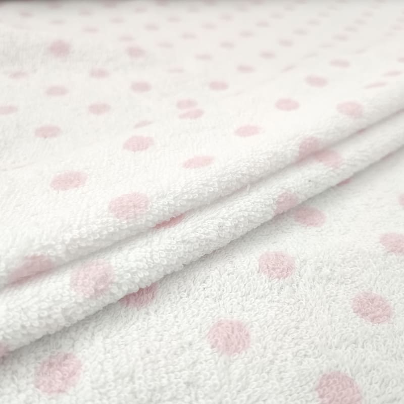 Tessuto spugna pois rosa