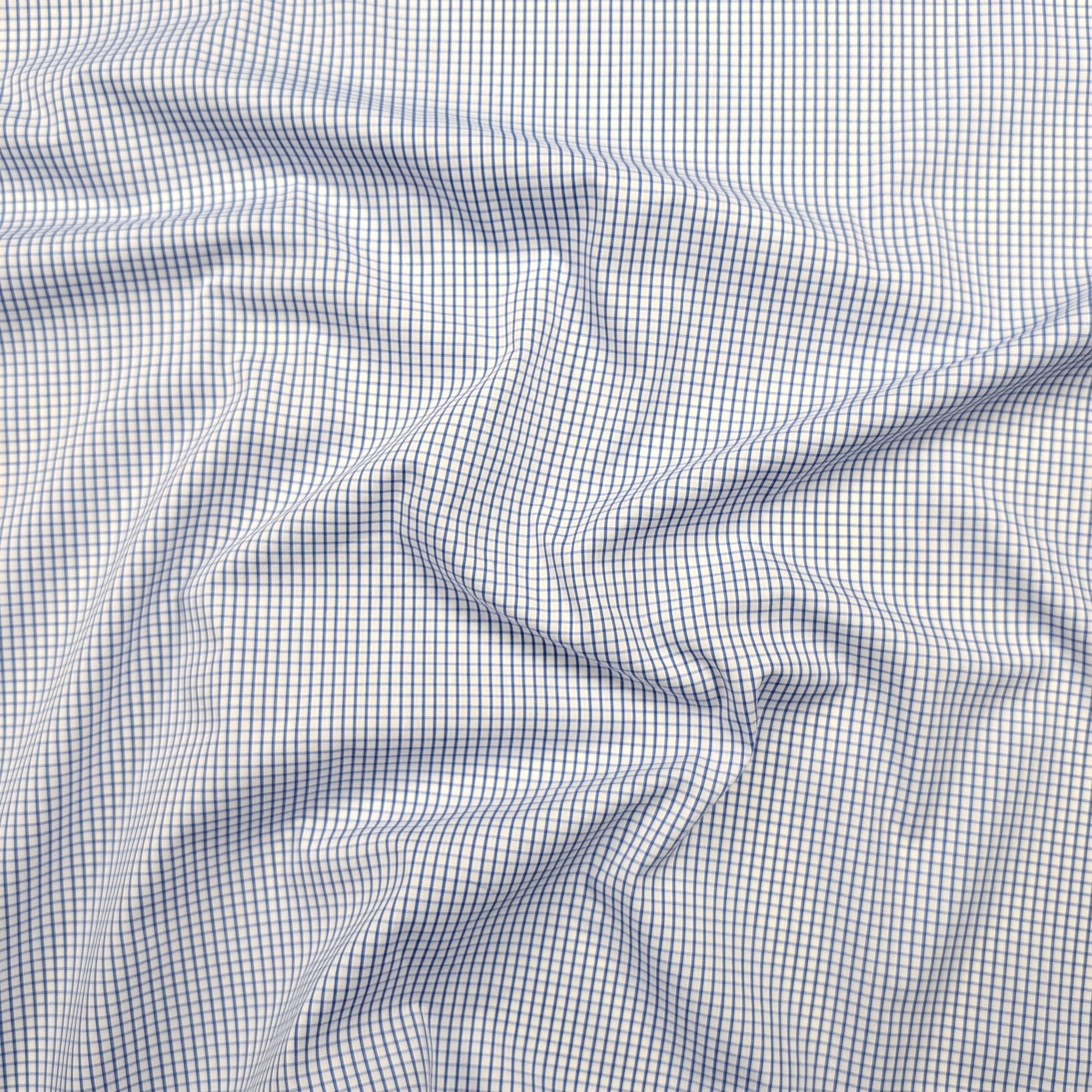 Cotone per Camiceria Quadretti Blu e Bianchi Image