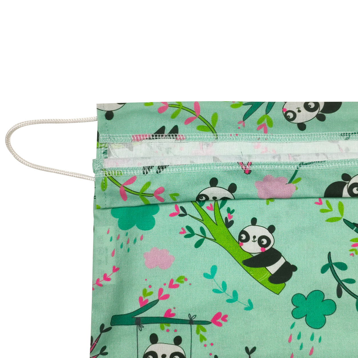 Sacchetto per il Cambio Asilo Panda Sfondo Verde Menta