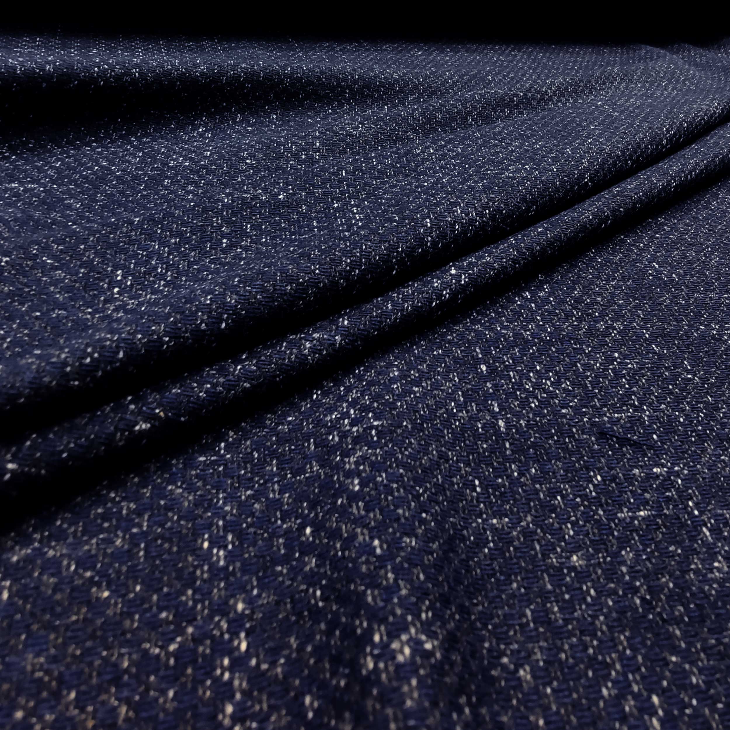 Tessuto in Misto Cotone Blu Melange