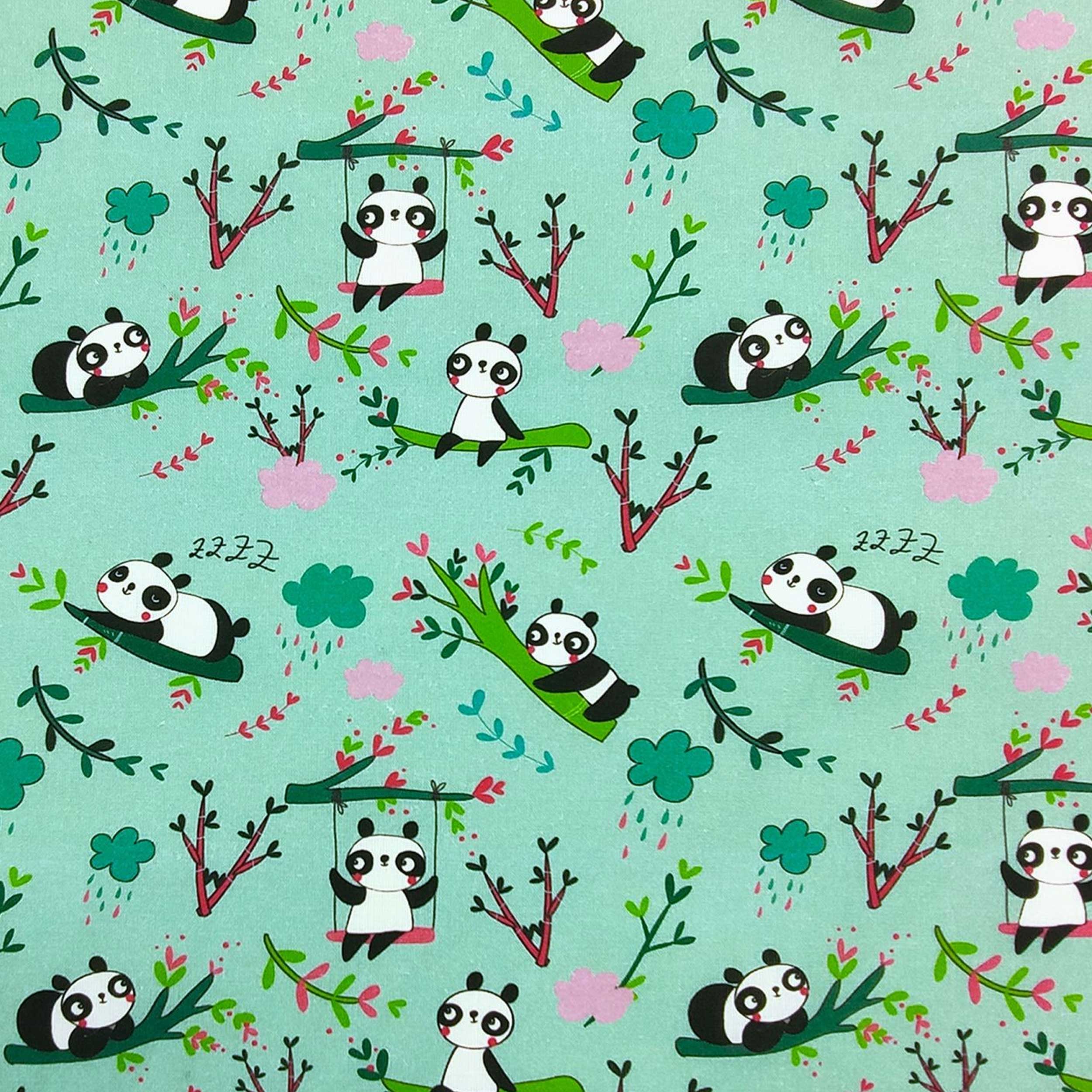 Lenzuolo Panda Sfondo Verde Menta Image