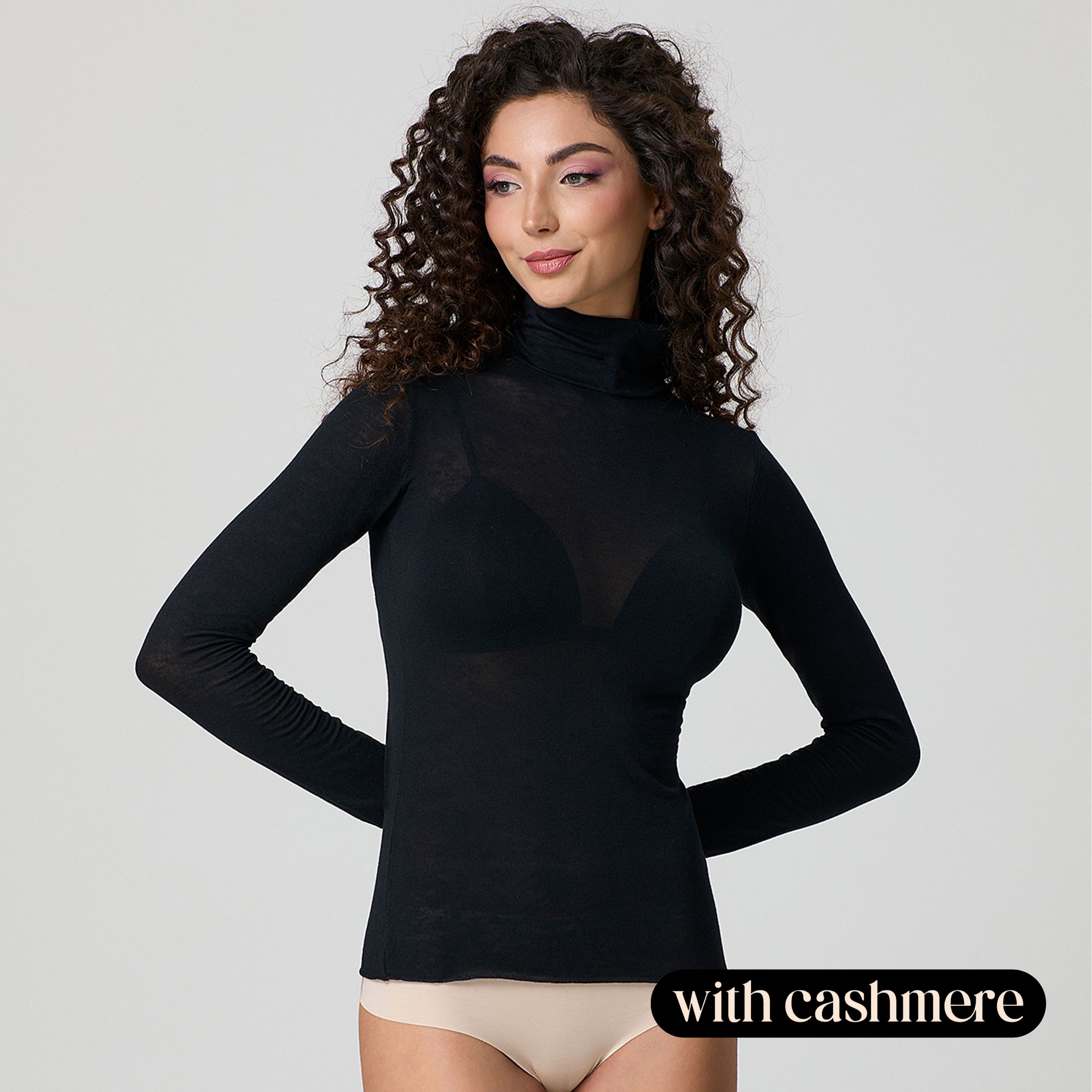 Dolcevita Cashmere a Manica Lunga Jadea Nero Image