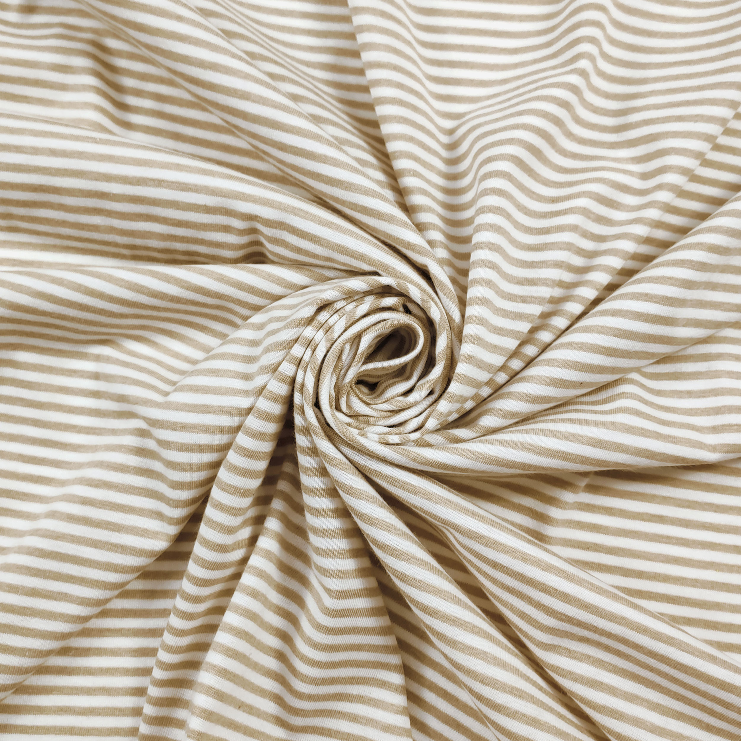 Jersey di Cotone Righe Sottili Beige