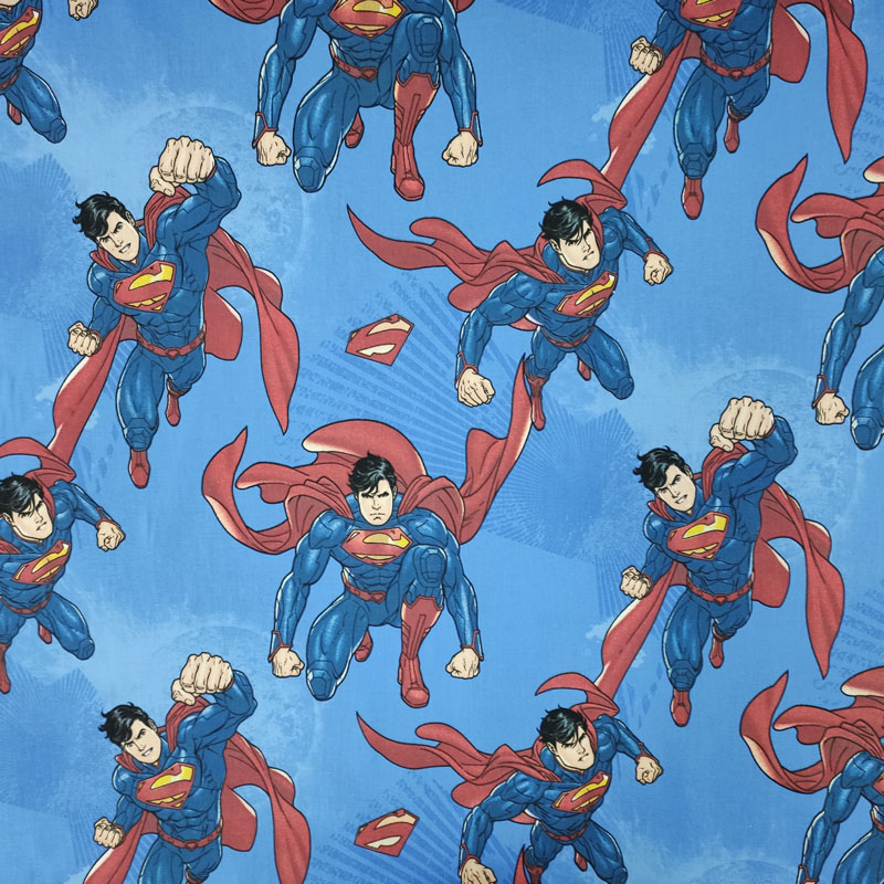 Tessuto Cotone Superman Blu