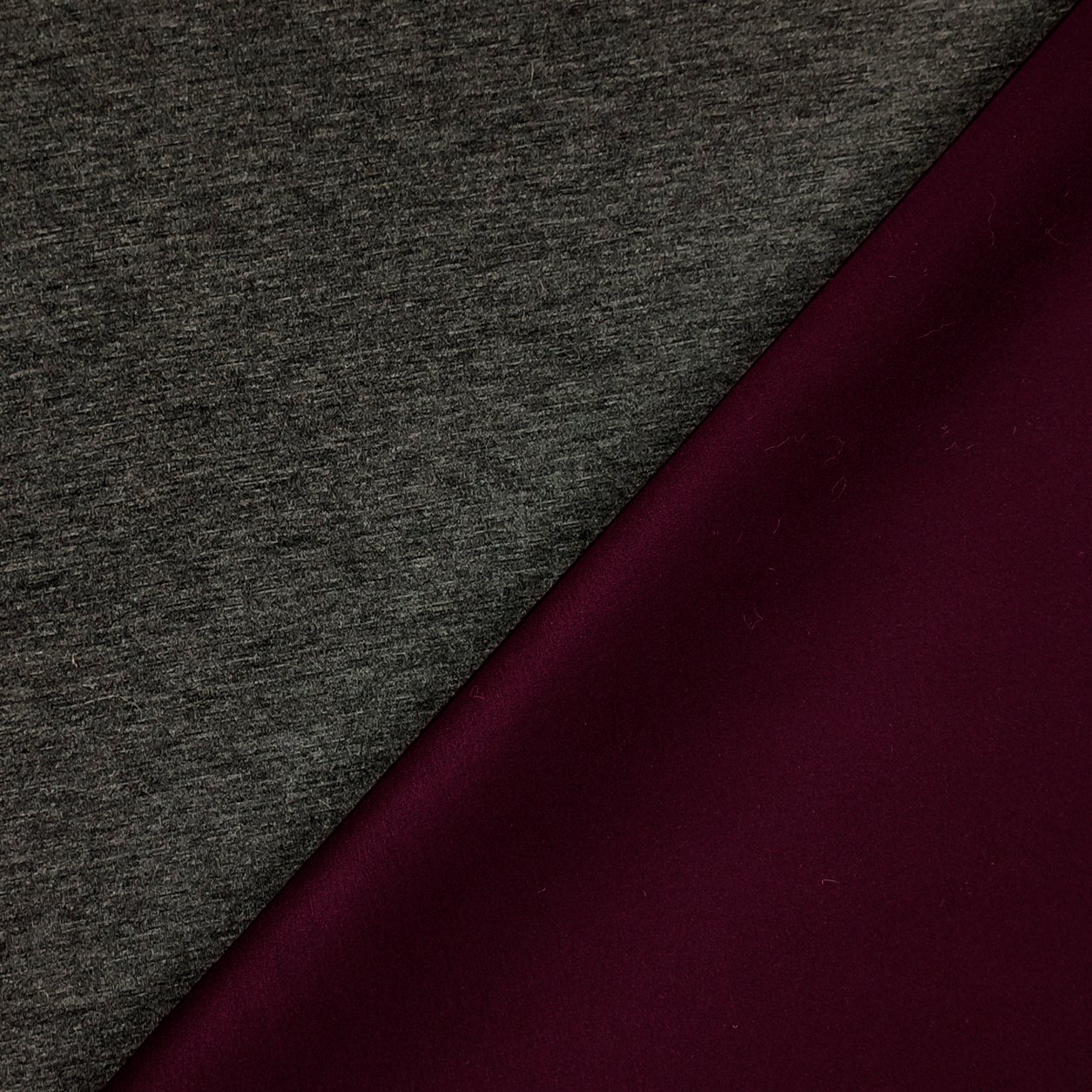 Tessuto Neoprene Bifoderato in Cotone Grigio Scuro/Bordeaux