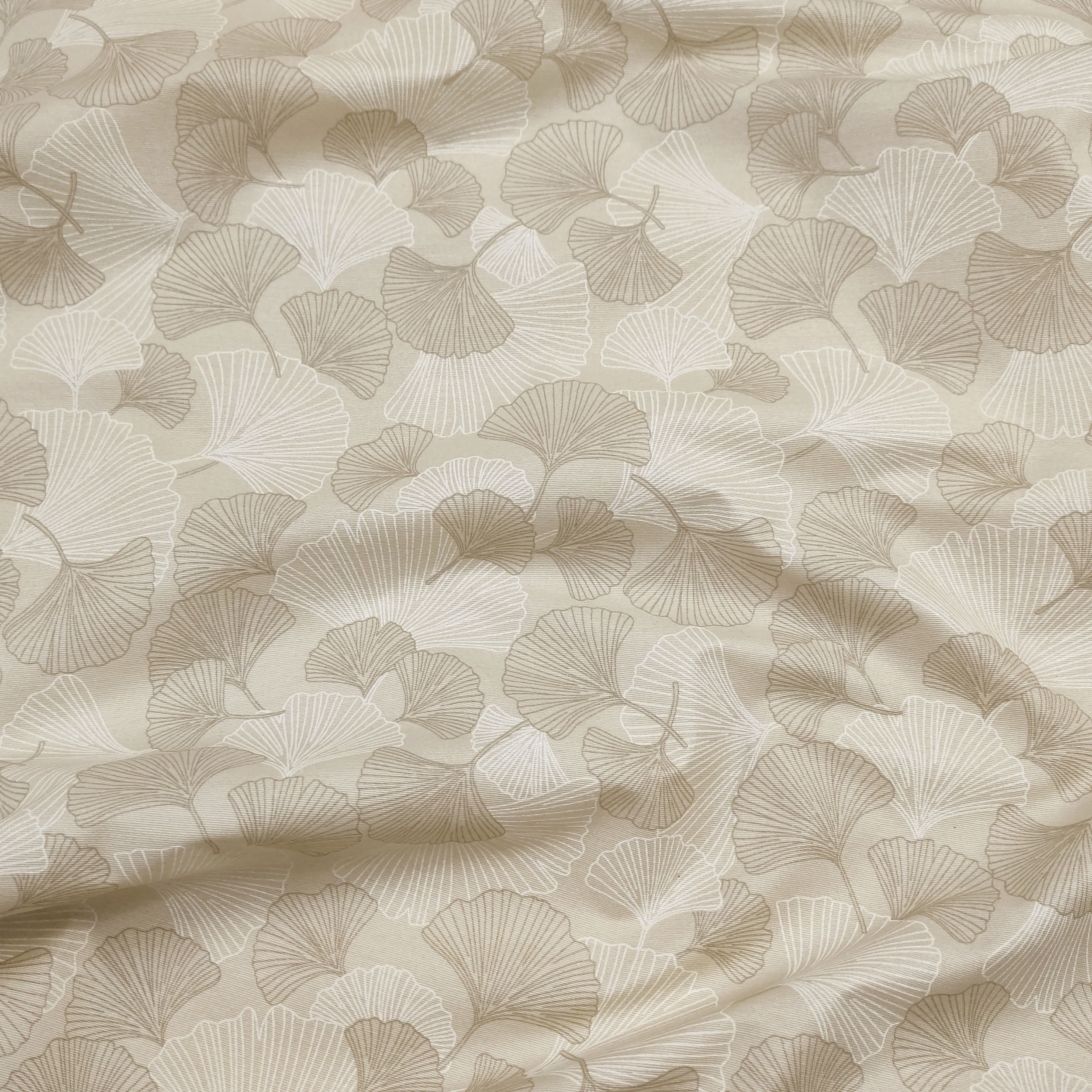 Tessuto per Tovaglia Resinata Foglie di Ginkgo Beige