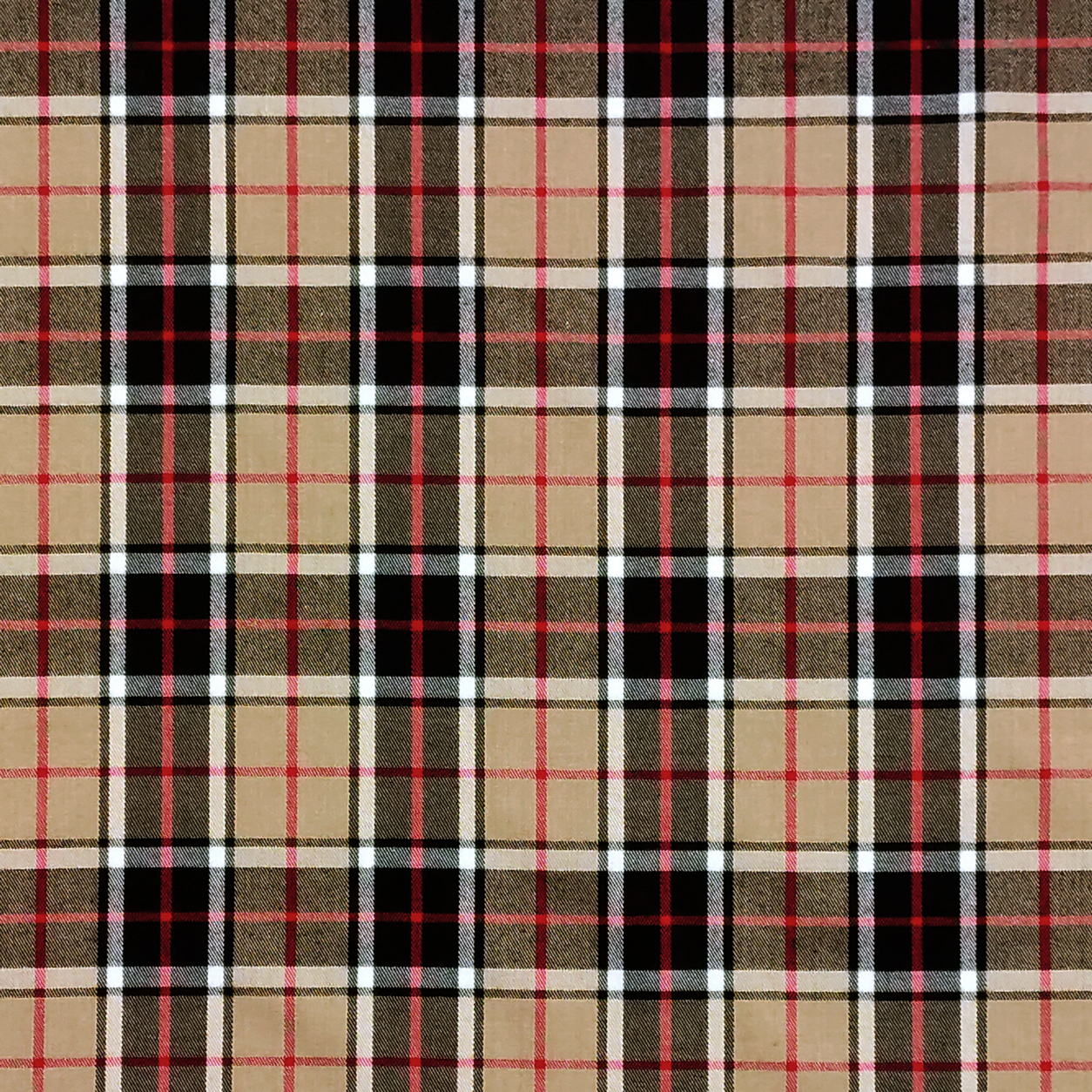 Tessuto Tartan Beige e Rosso Righe Sottili