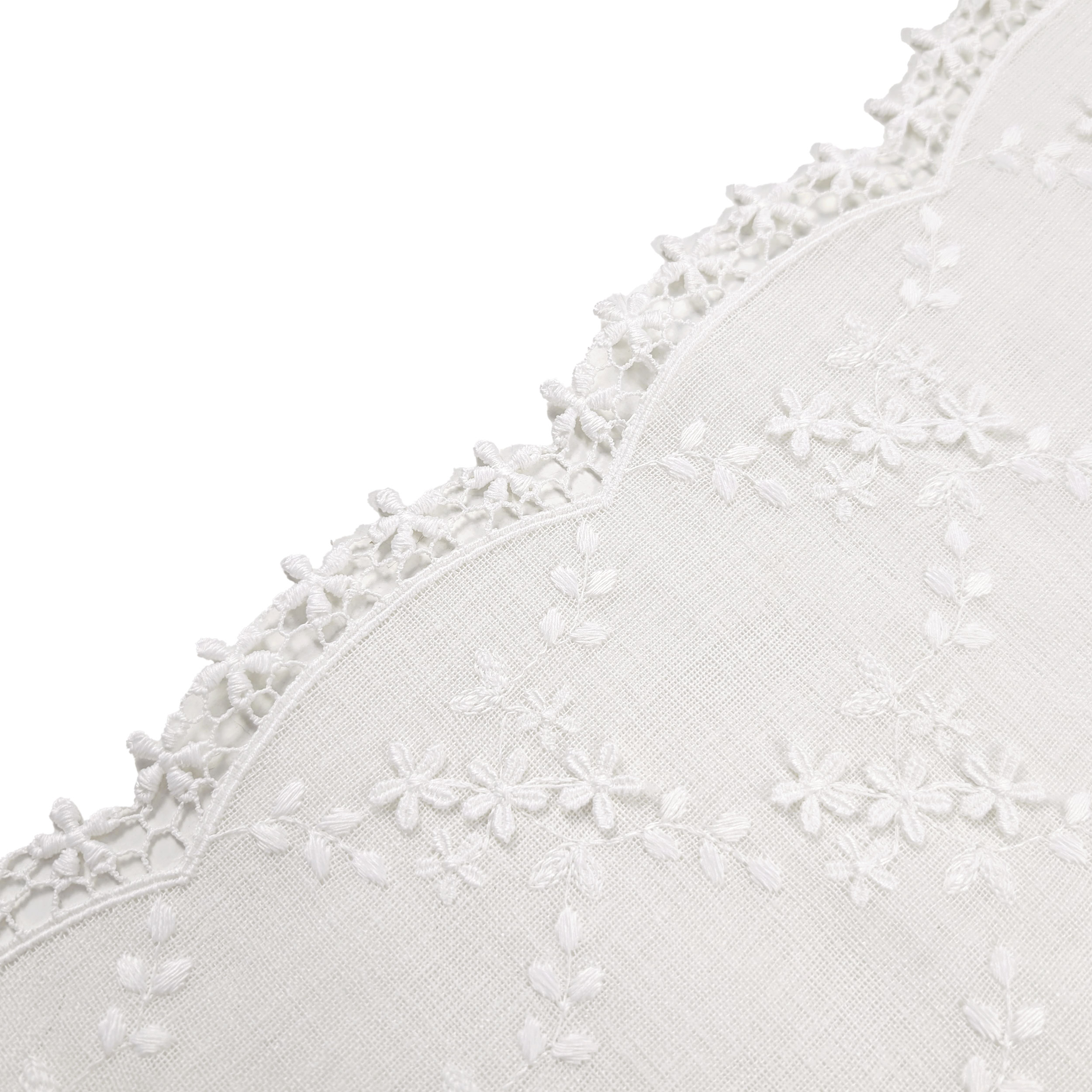 Tessuto Tendino Smerlato Fiorellini Bianco Image
