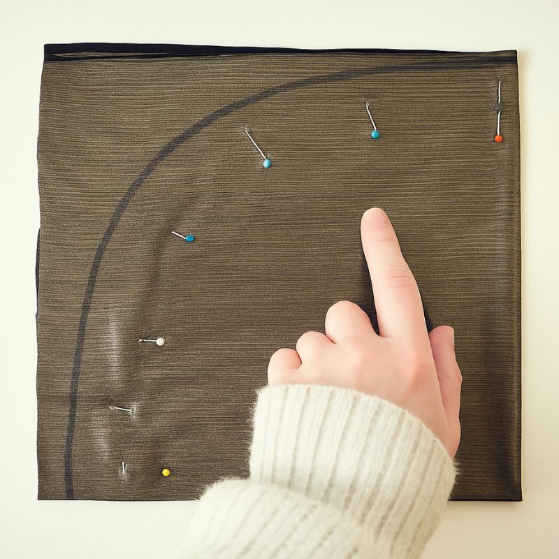 mettere gli spilli nel semicerchio