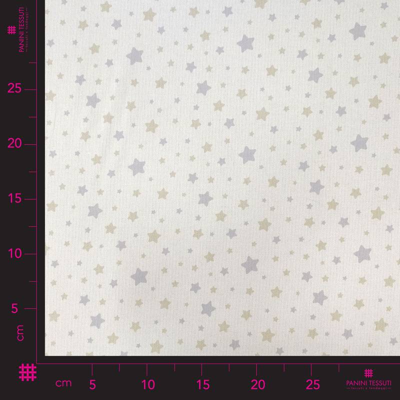 Tessuto Piquet di Cotone Fantasia Stelline Beige Image