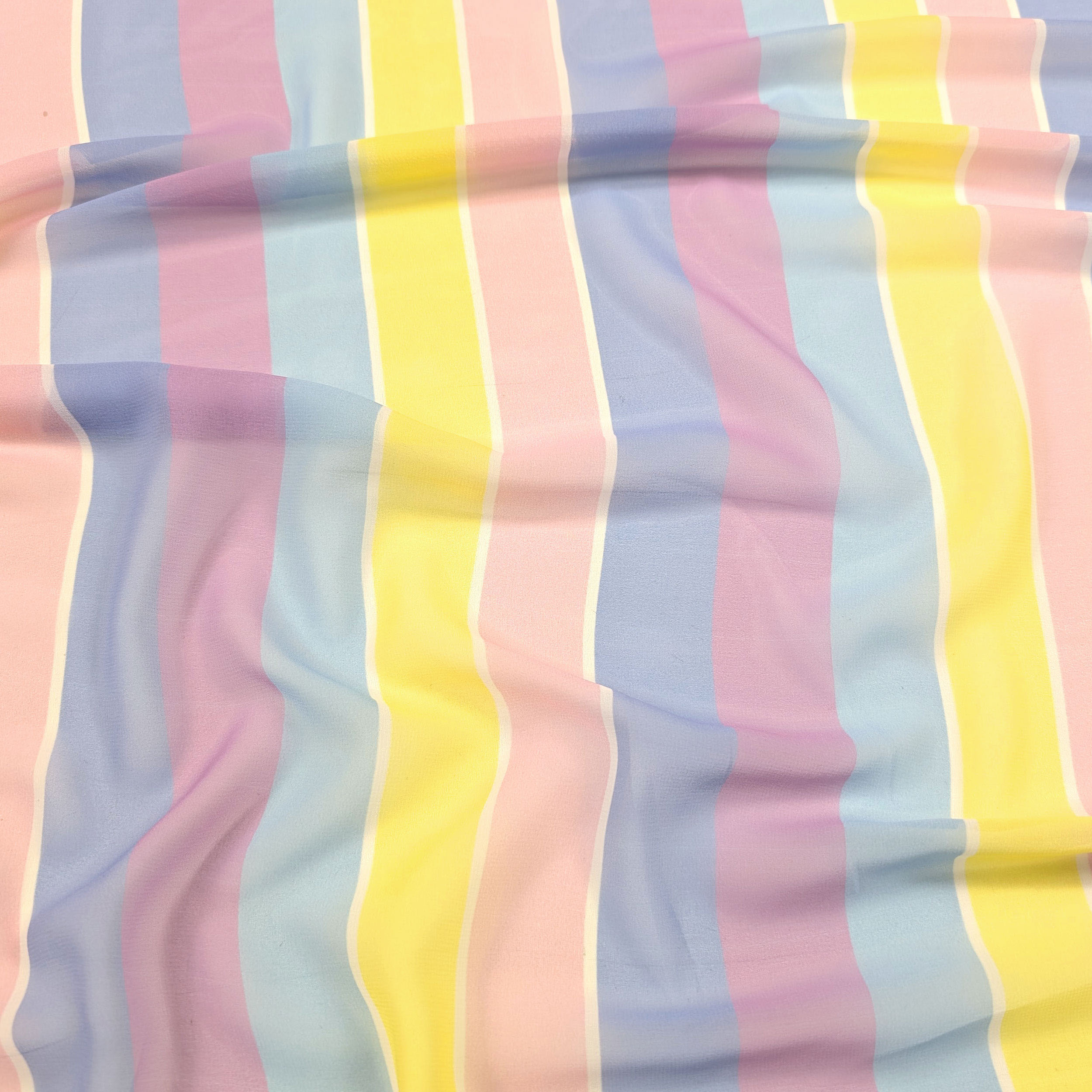 Chiffon Righe Gialle Rosa e Azzurre Image
