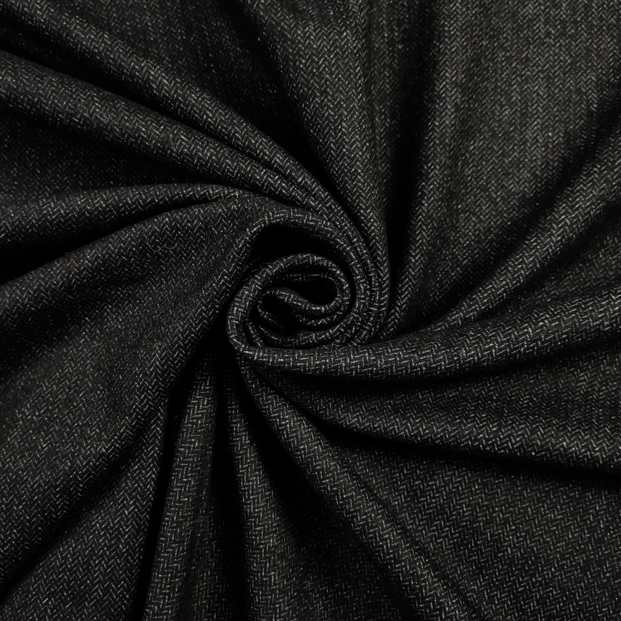 Scampolo Misto Cotone Spigato Nero Melange