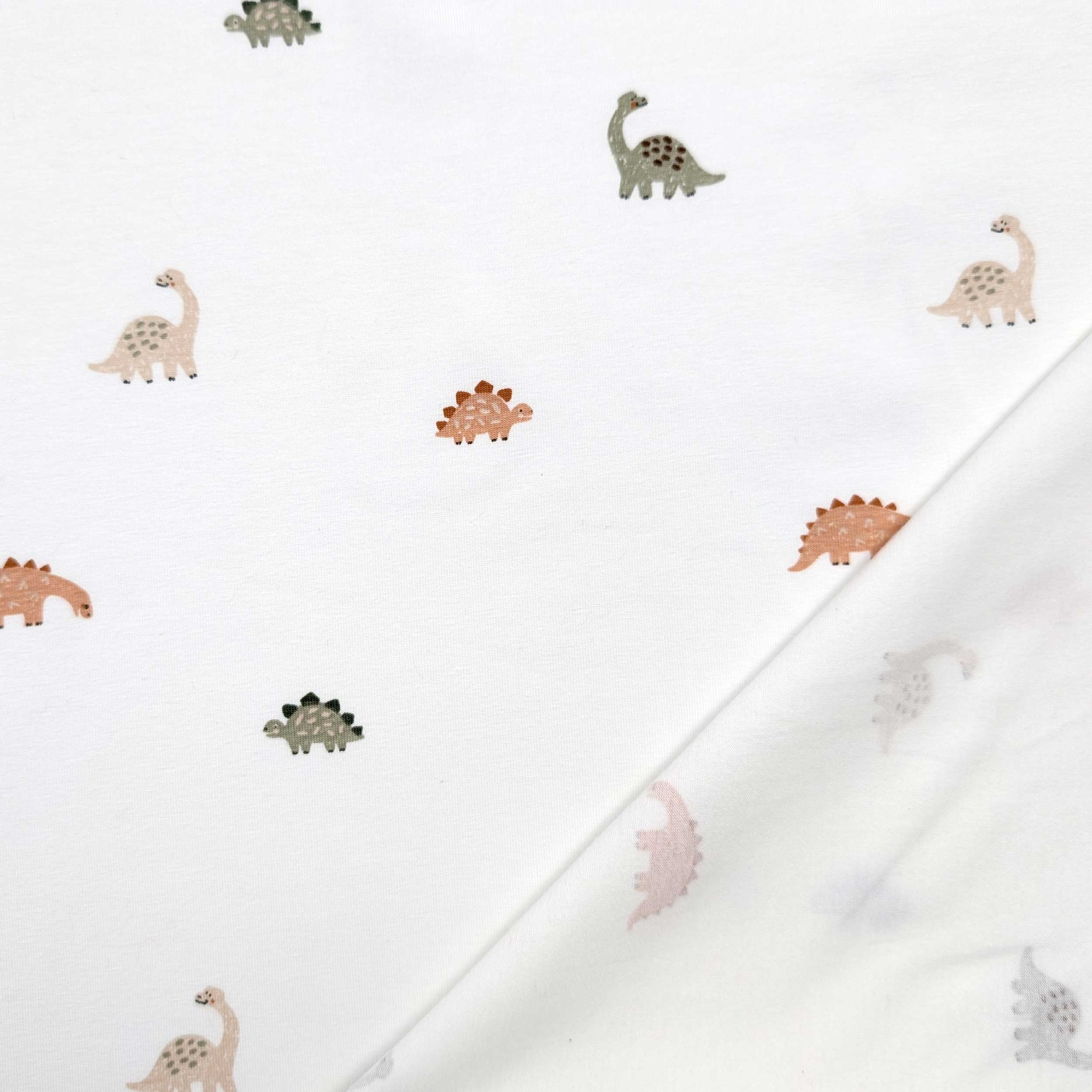 Ritaglio Jersey Cotone Bianco con Dinosauri 100x150 cm Image