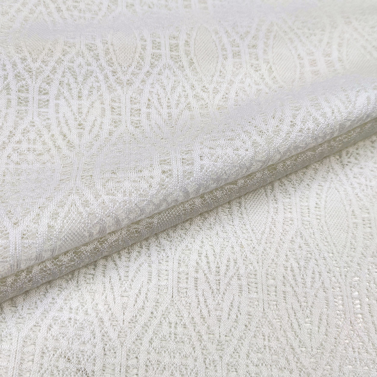 Tessuto Pizzo Traforato Bianco Latte