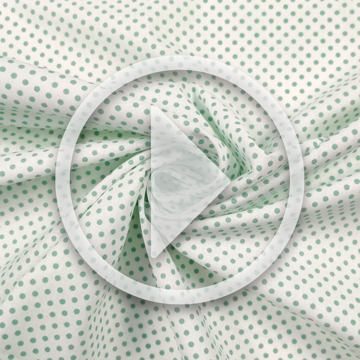 Tessuto Cotone Bianco Pois Menta Image