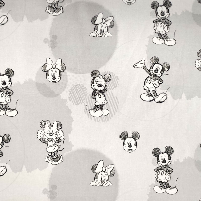 Ritaglio Tessuto Cotone Disney Topolino e Minnie Sketch 50x140 cm
