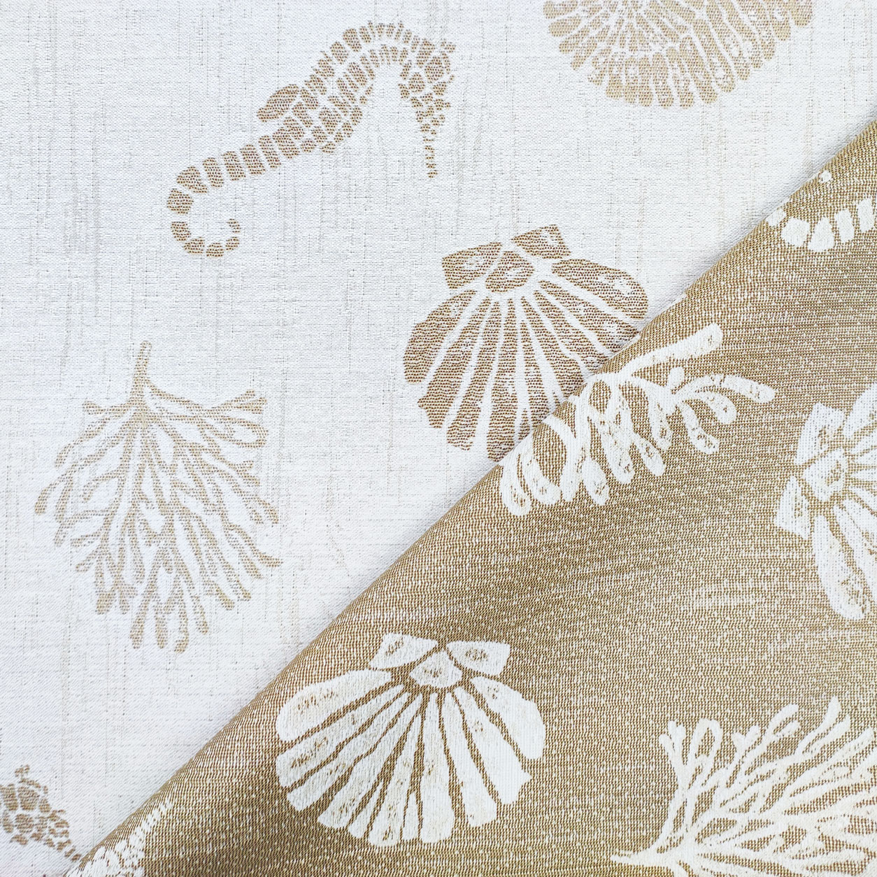 Stoffa arredo jacquard conchiglie beige