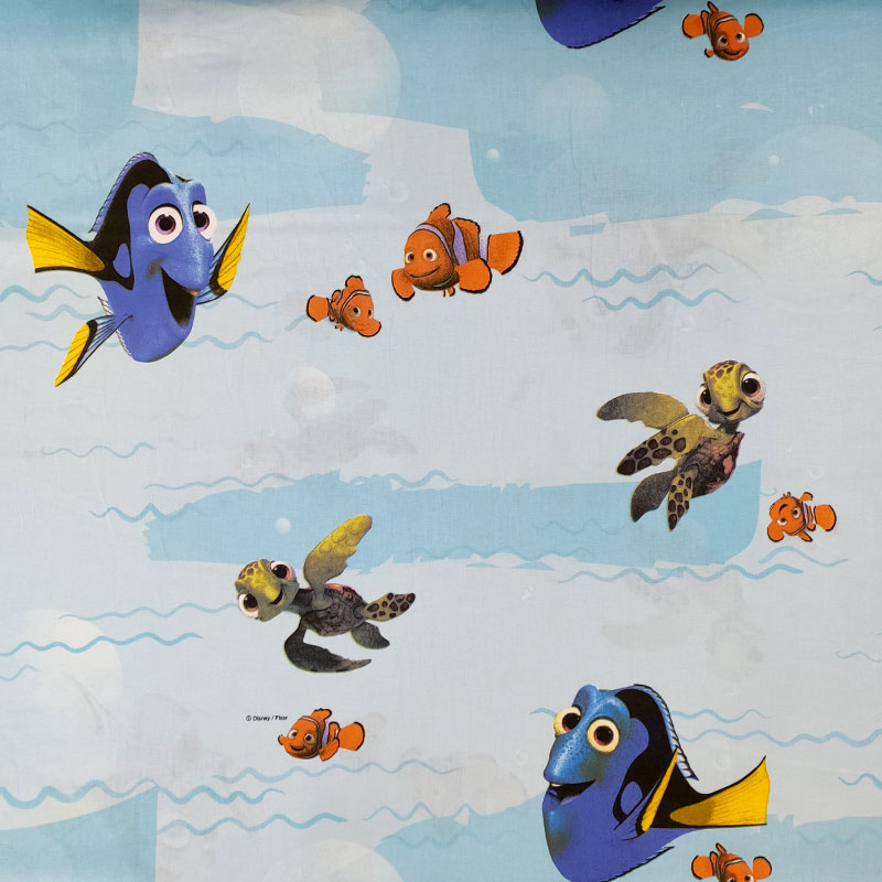 Tessuto Cotone Disney Nemo Sfondo Azzurro