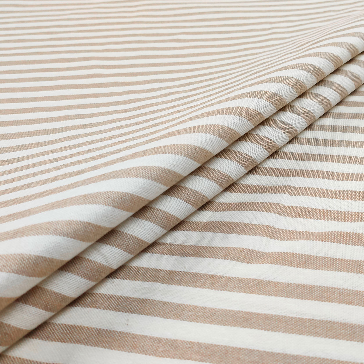 Tessuto Panama Tinto In Filo a Righe Beige H 140 cm  Image