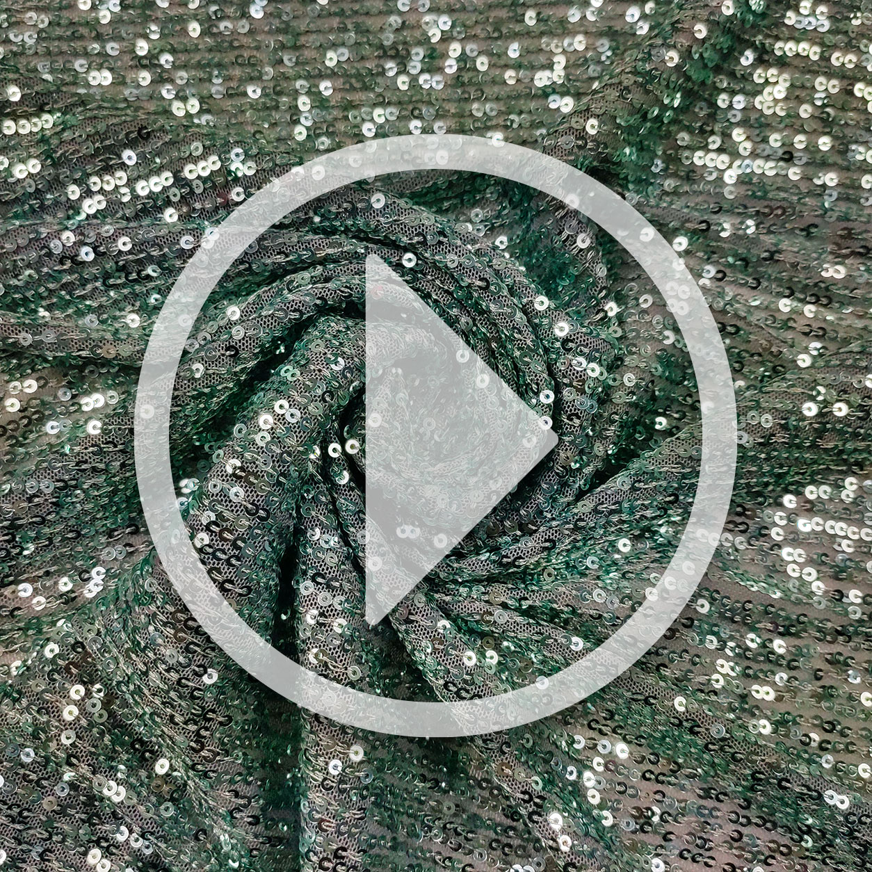 Tessuto Paillettes Verdi su Tulle Grigio Image