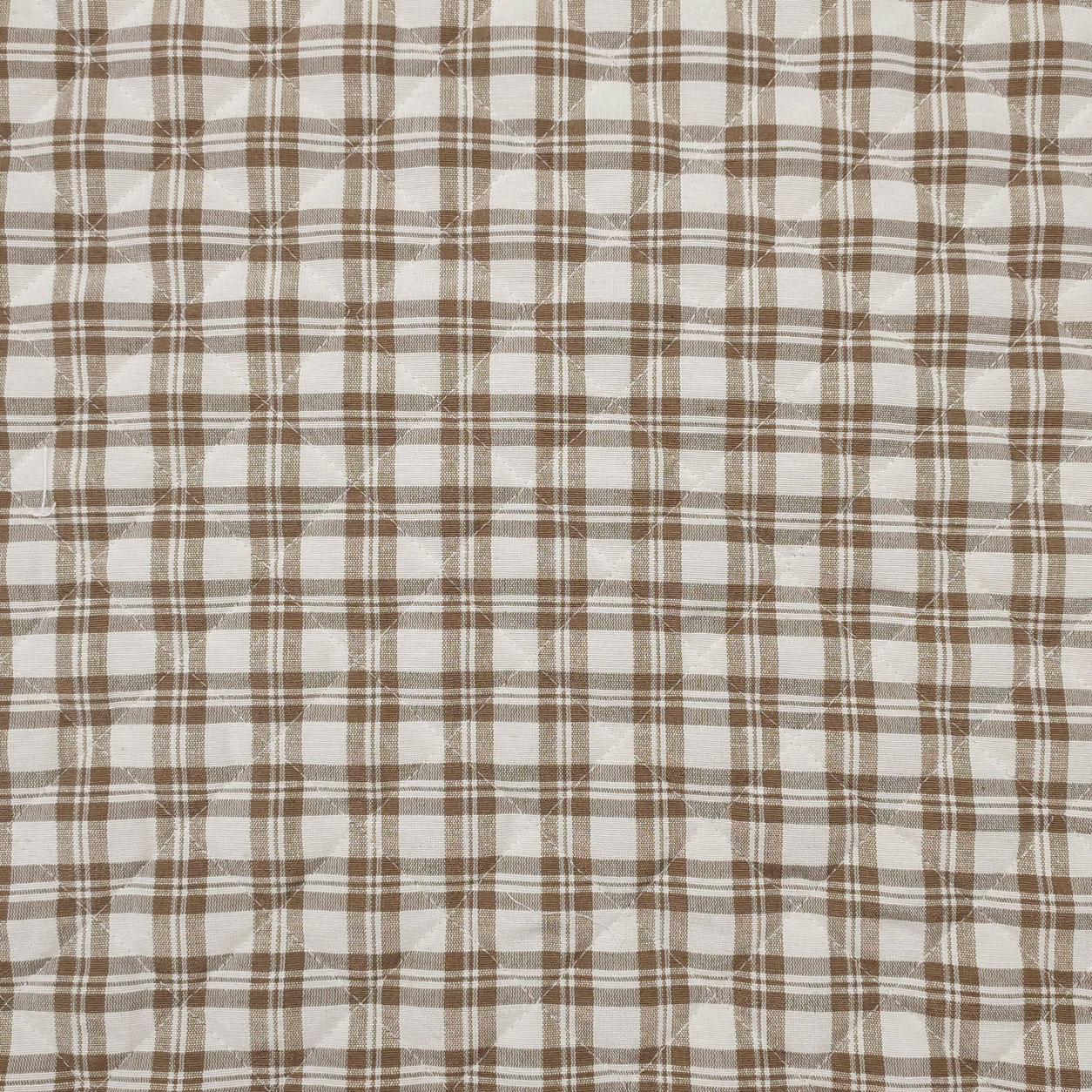 Tessuto Trapuntato Tinto in Filo Fantasia Tartan Nocciola