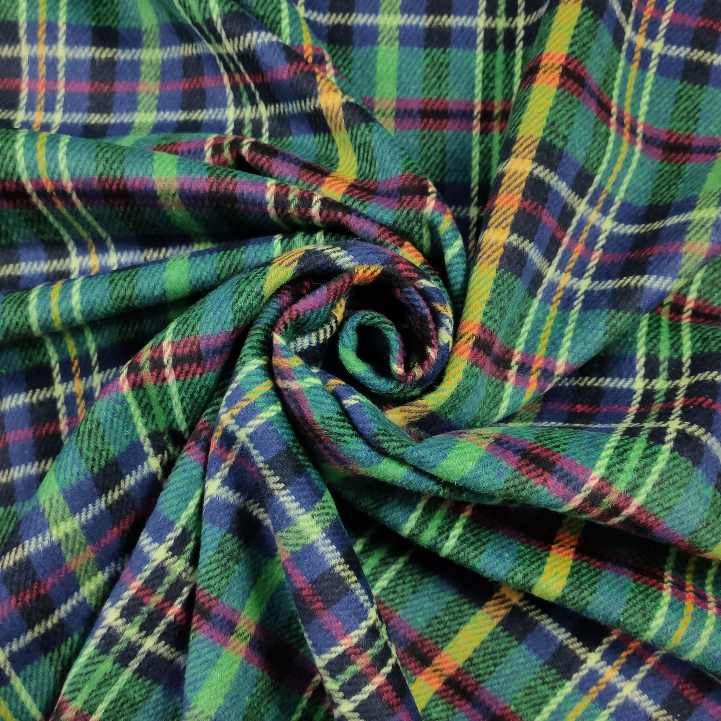 Scampolo Tartan di Cotone Blu e Verde