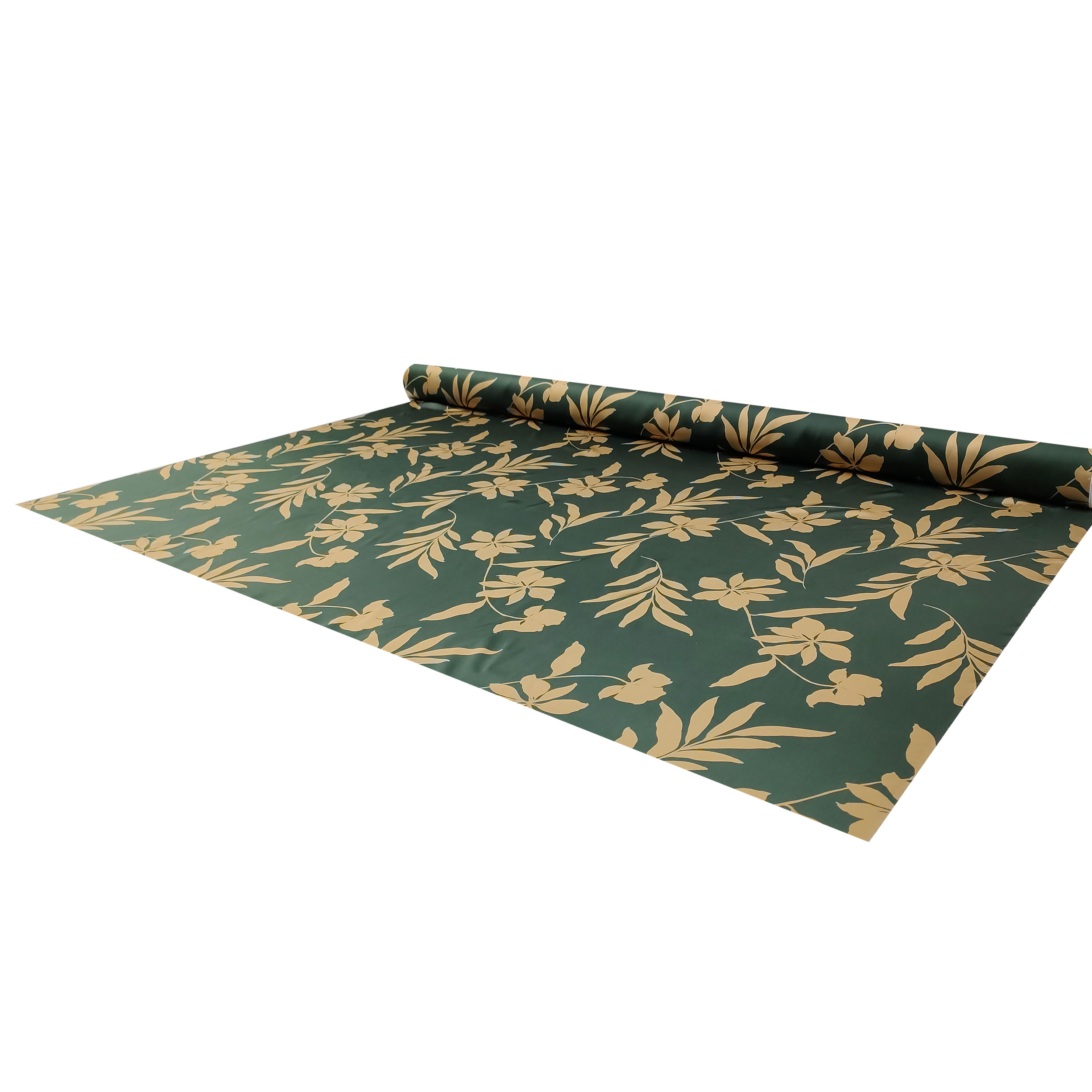 Raso Misto Seta Alta Moda Fiori Beige Sfondo Verdone