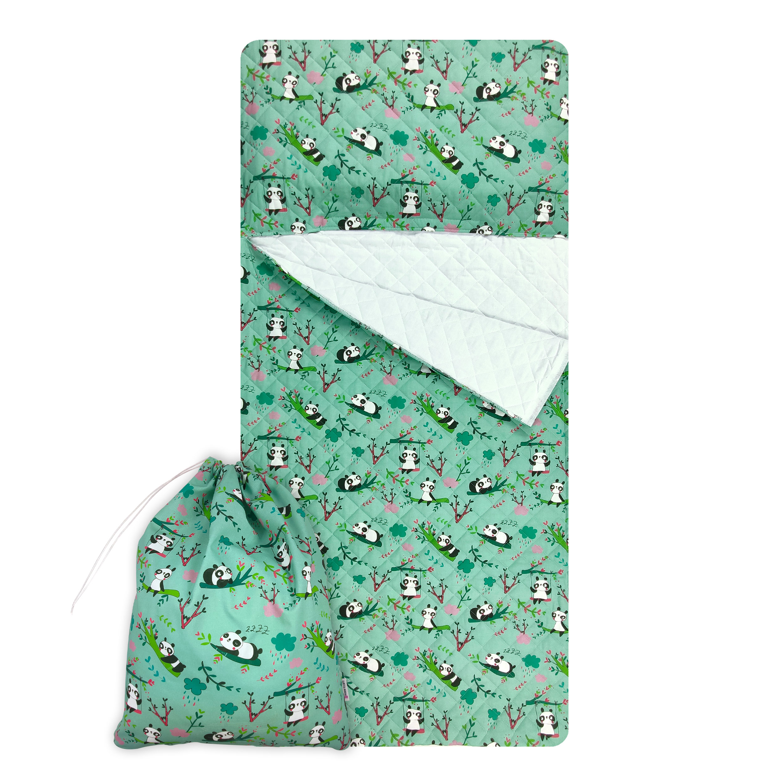 Sacco Nanna Fantasia Panda Sfondo Verde Menta